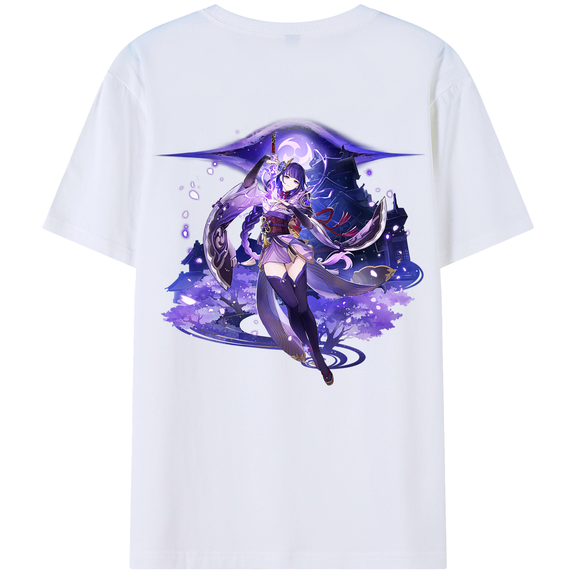 げんし神 雷電将軍 らいでんしょうぐん genshin Raiden Shogun 綿100％半袖Tシャツ（背面プリント）