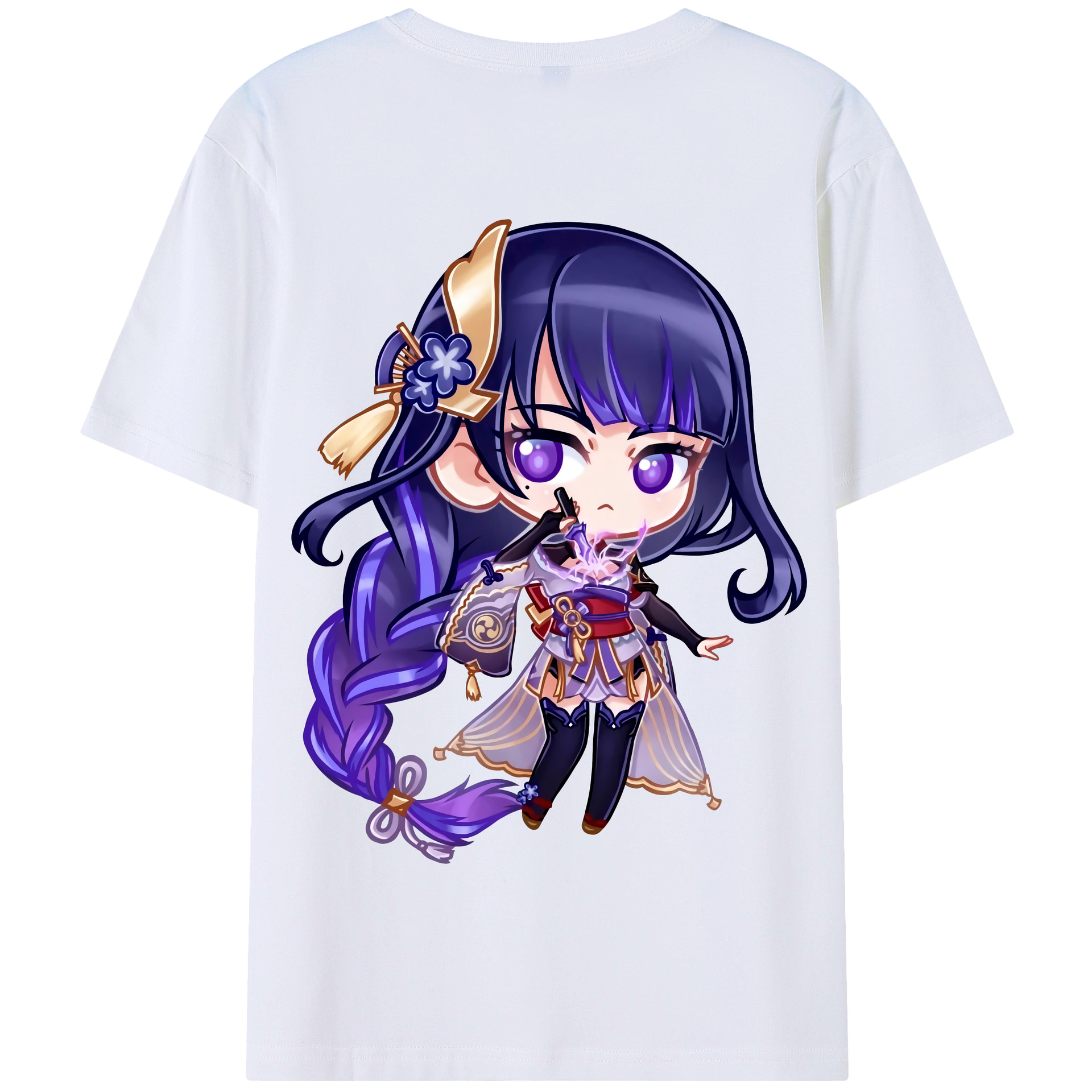 げんし神 雷電将軍 らいでんしょうぐん genshin Raiden Shogun 綿100％半袖Tシャツ（背面プリント）