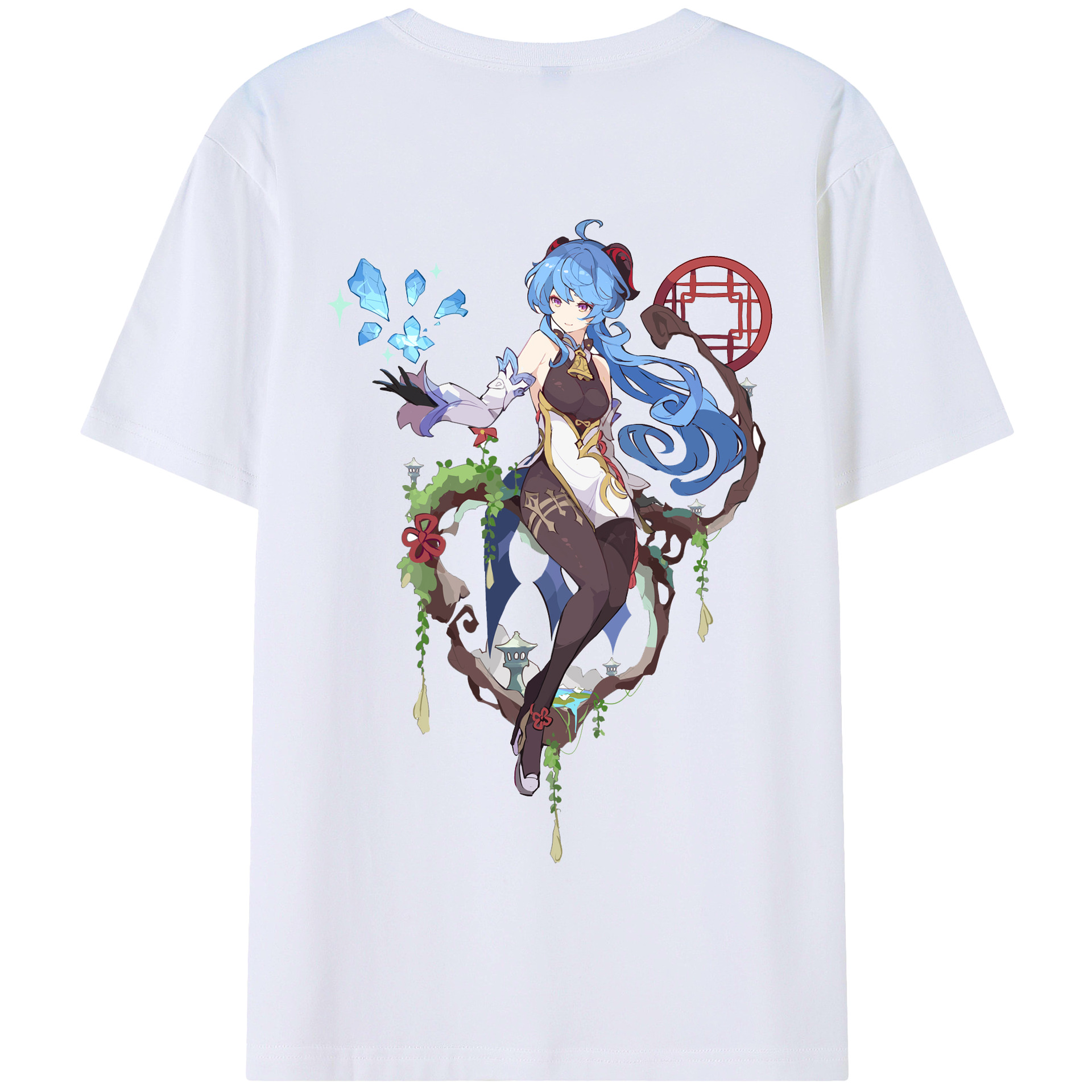 げんし神 甘雨 かんう genshin Ganyu 綿100％半袖Tシャツ（背面プリント）