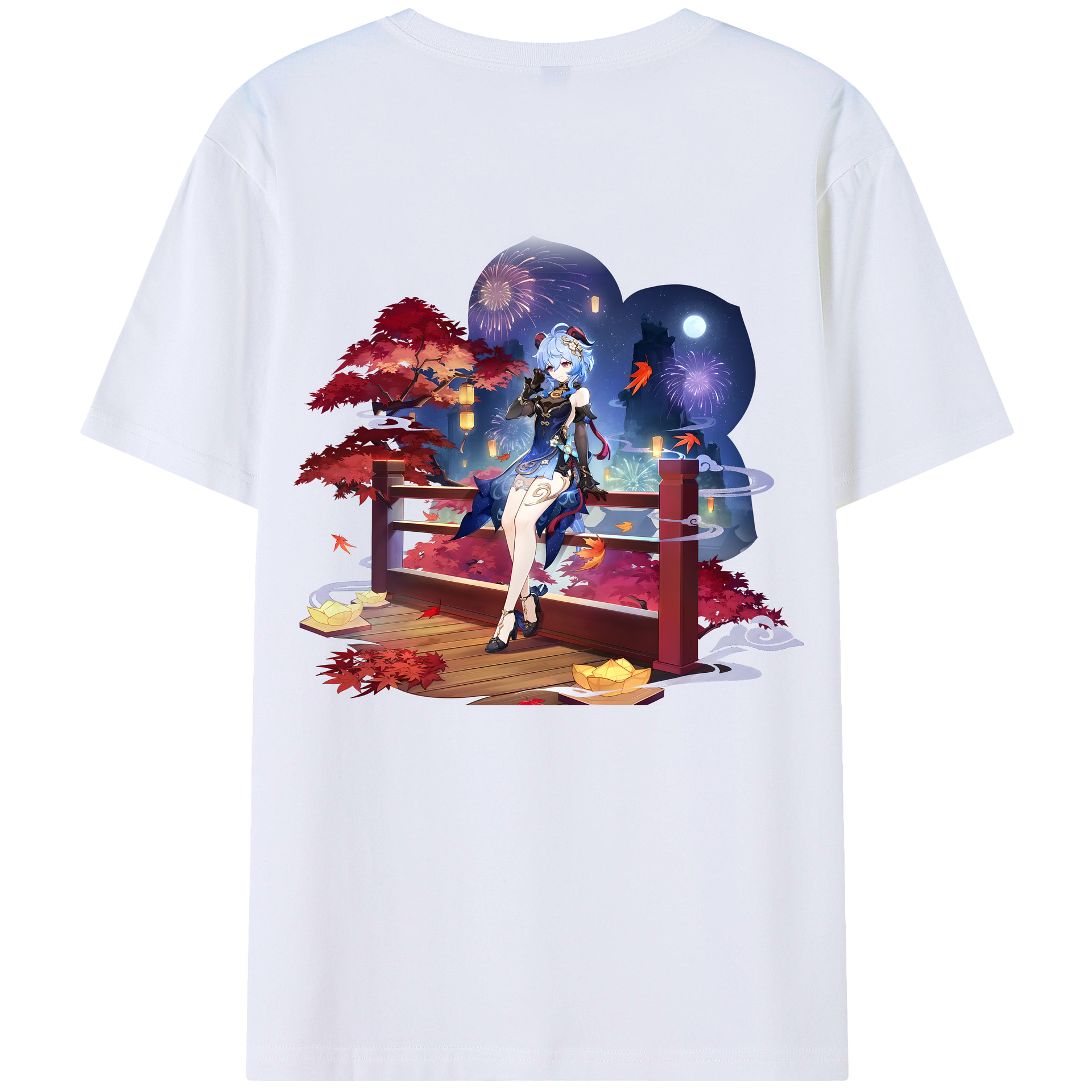 げんし神 甘雨 かんう genshin Ganyu 綿100％半袖Tシャツ（背面プリント）