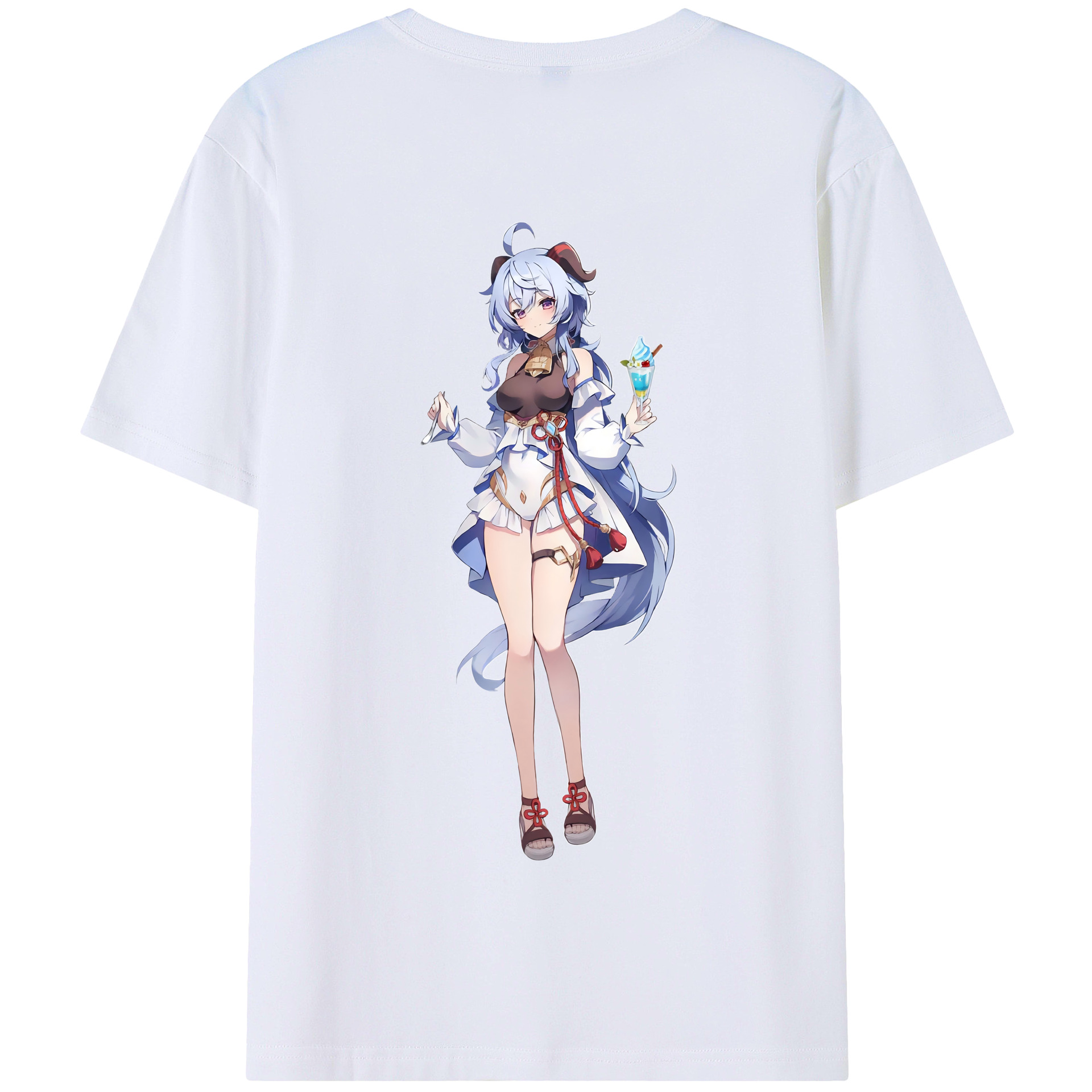 げんし神 甘雨 かんう genshin Ganyu 綿100％半袖Tシャツ（背面プリント）