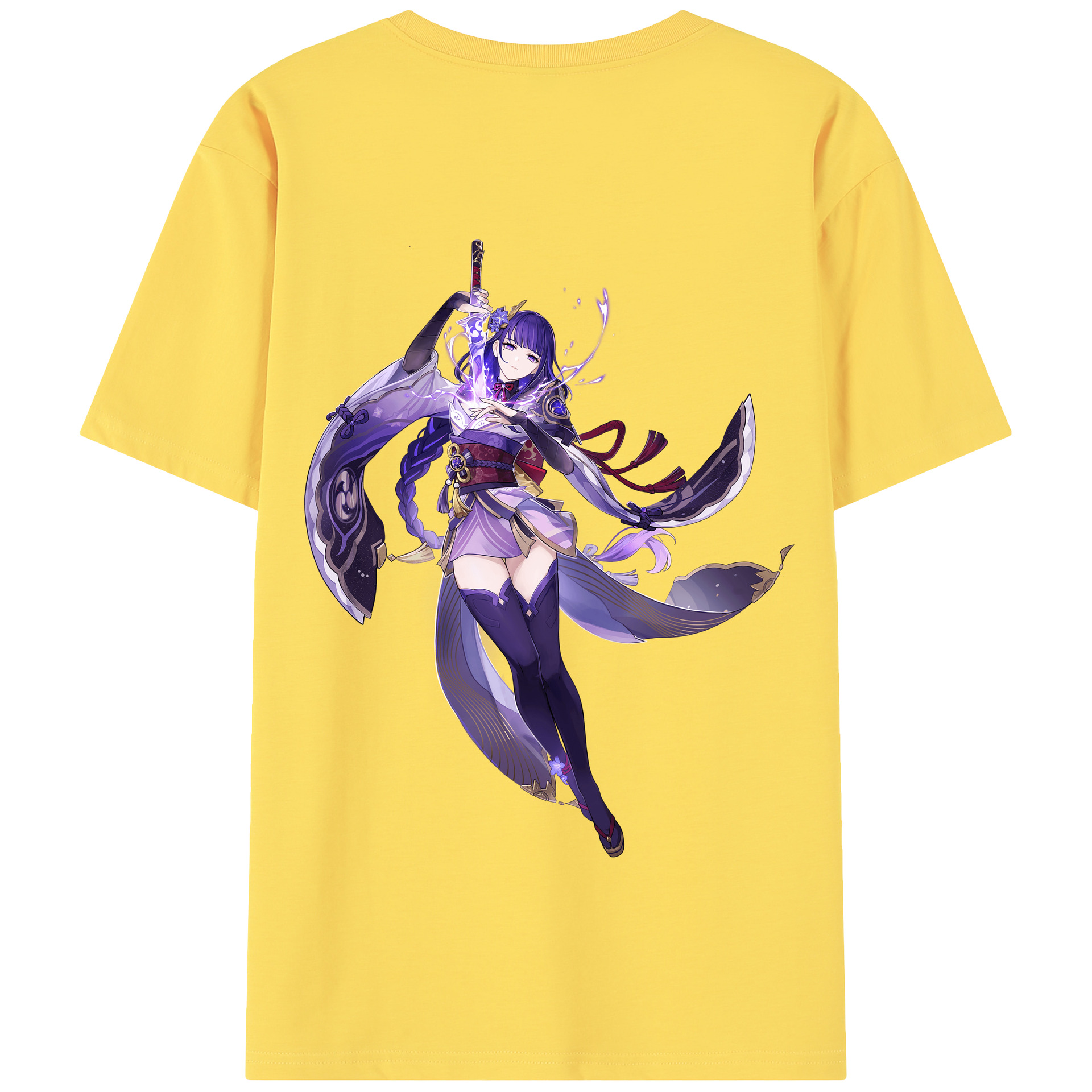 げんし神 雷電将軍 らいでんしょうぐん genshin Raiden Shogun 綿100％半袖Tシャツ（背面プリント）