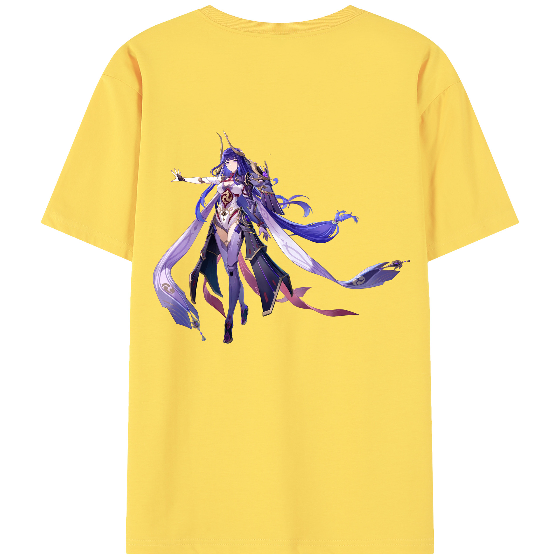 げんし神 雷電将軍 らいでんしょうぐん genshin Raiden Shogun 綿100％半袖Tシャツ（背面プリント）