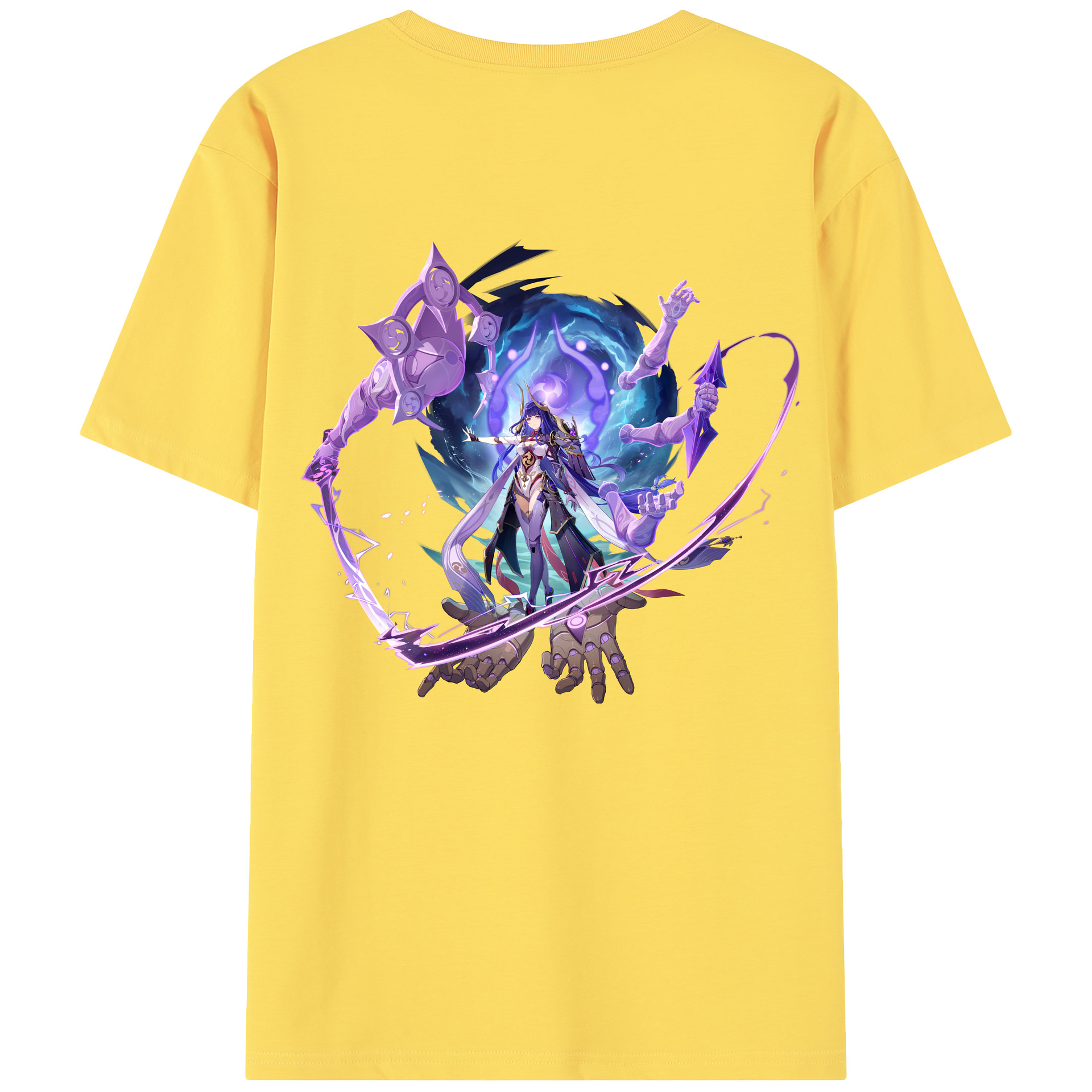 げんし神 雷電将軍 らいでんしょうぐん genshin Raiden Shogun 綿100％半袖Tシャツ（背面プリント）