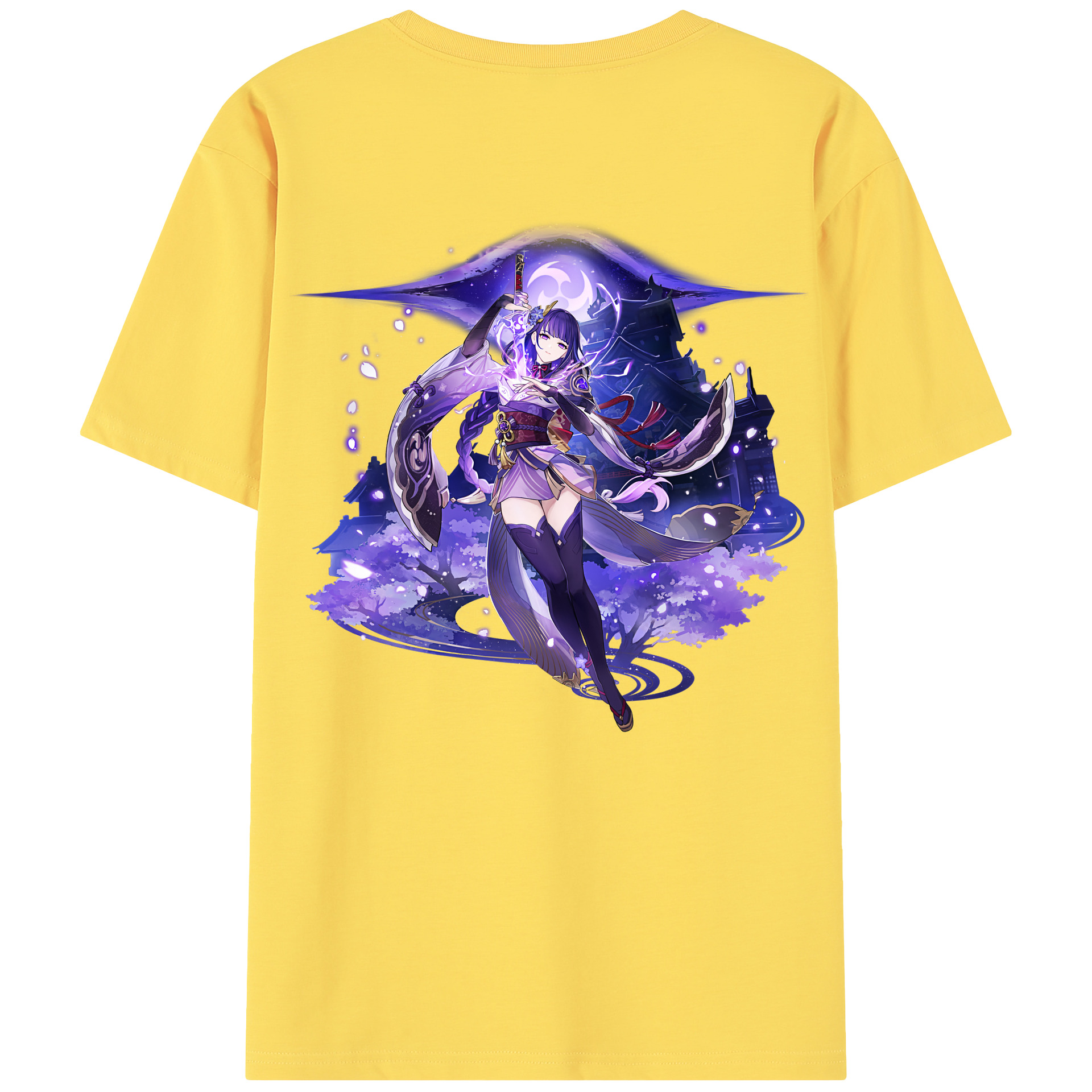 げんし神 雷電将軍 らいでんしょうぐん genshin Raiden Shogun 綿100％半袖Tシャツ（背面プリント）