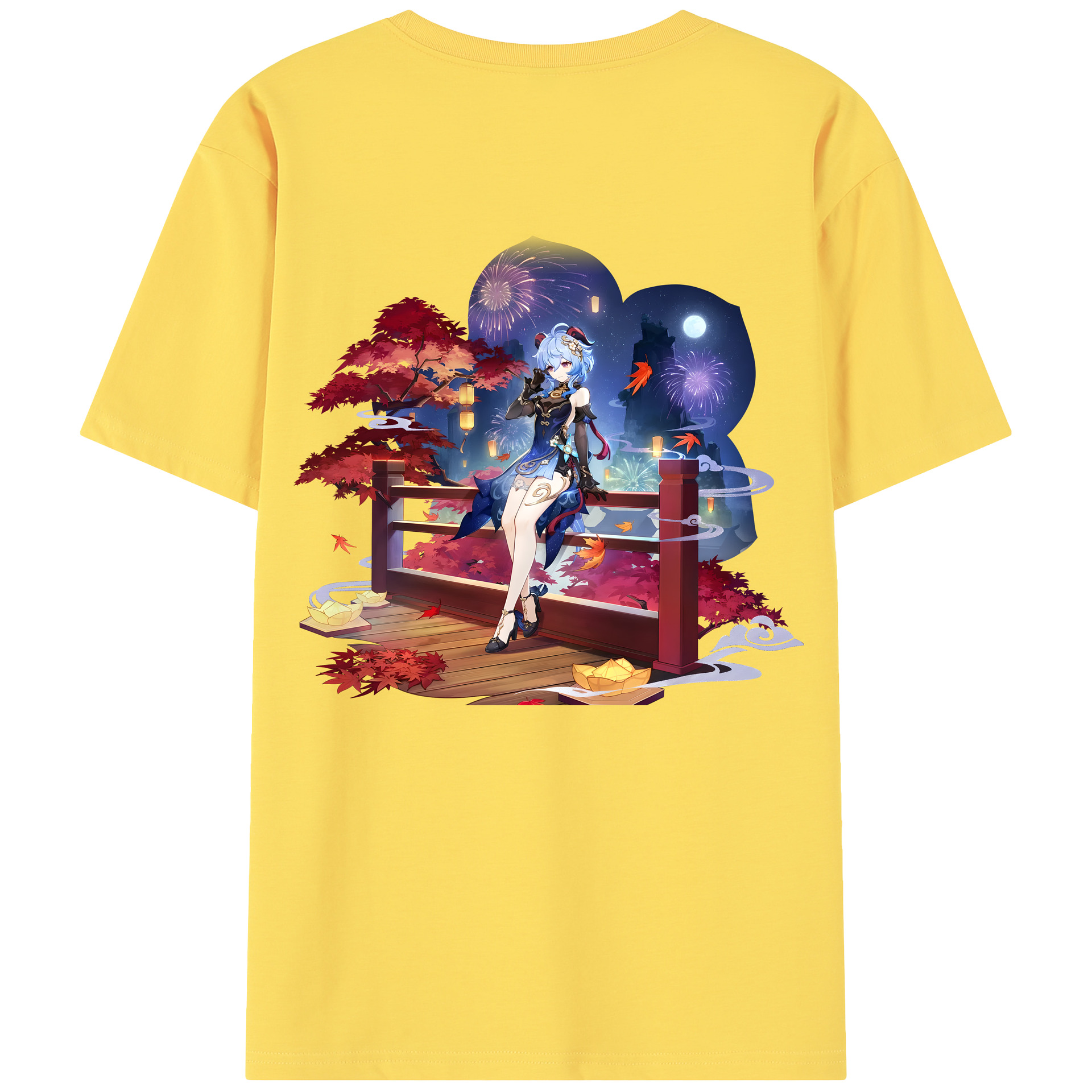 げんし神 甘雨 かんう genshin Ganyu 綿100％半袖Tシャツ（背面プリント）