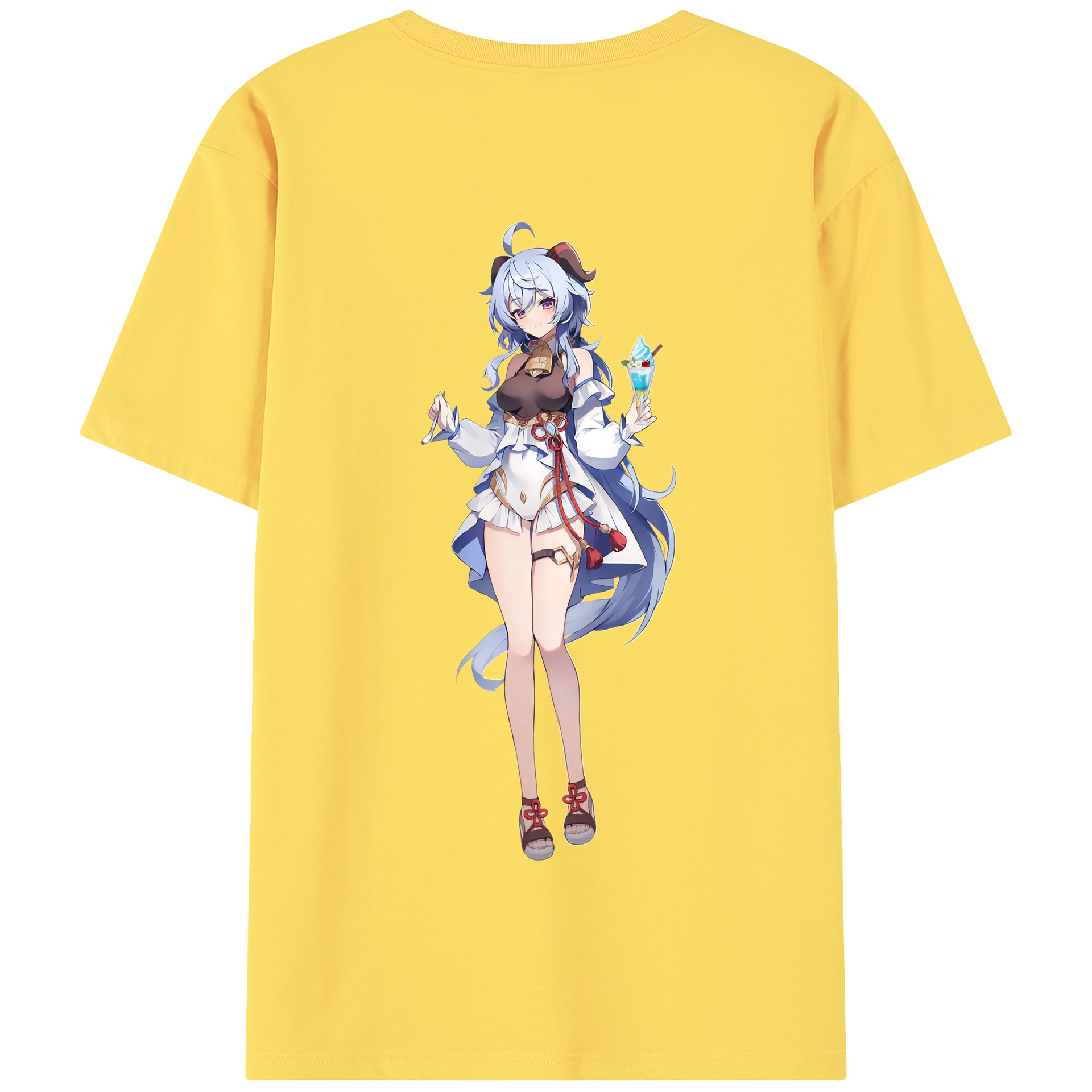 げんし神 甘雨 かんう genshin Ganyu 綿100％半袖Tシャツ（背面プリント）