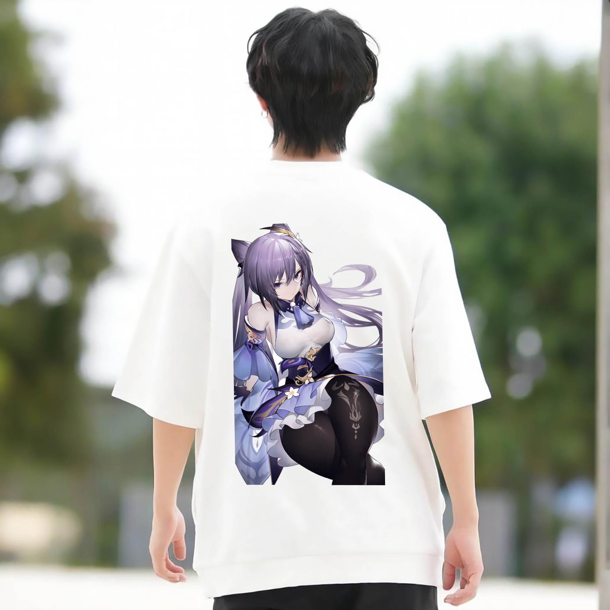 げんし神 刻晴 こくせい genshin Kokusei 綿100％半袖Tシャツ（背面プリント）