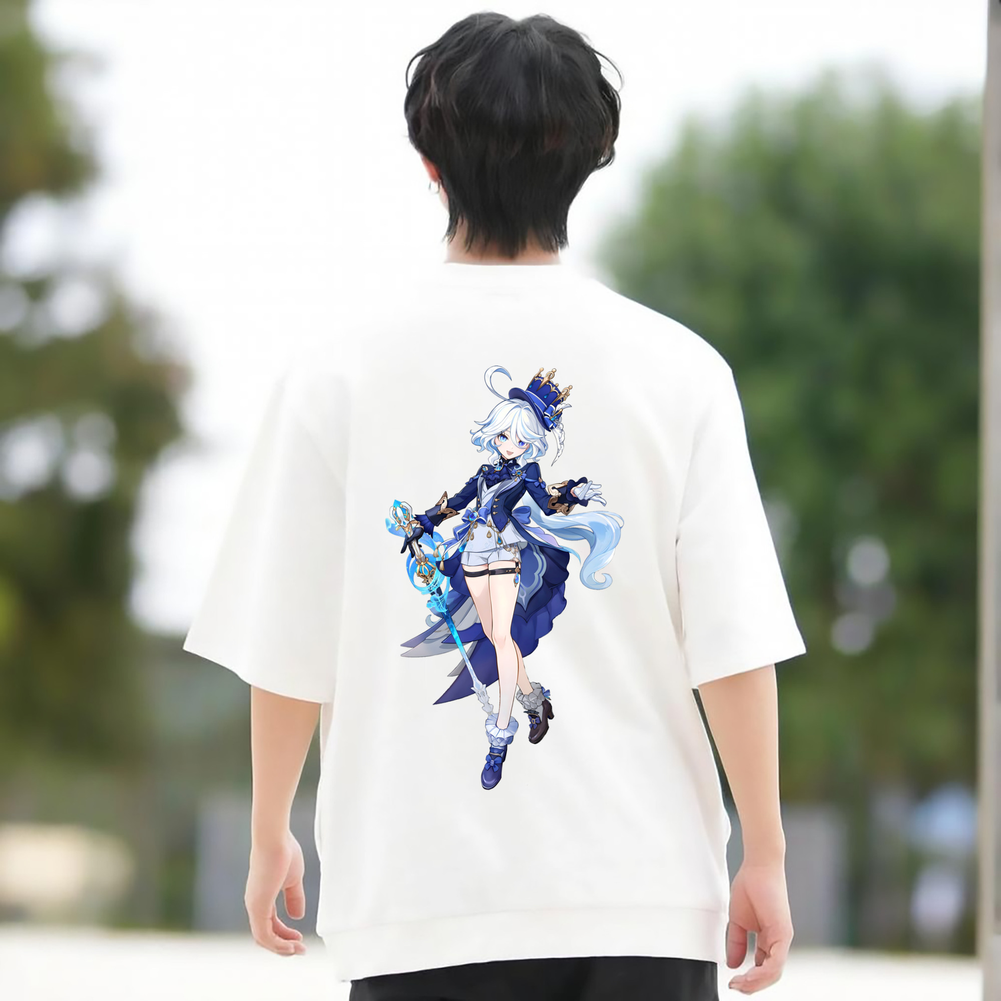 げんし神 フリーナ genshin Furina 綿100％半袖Tシャツ（背面プリント）