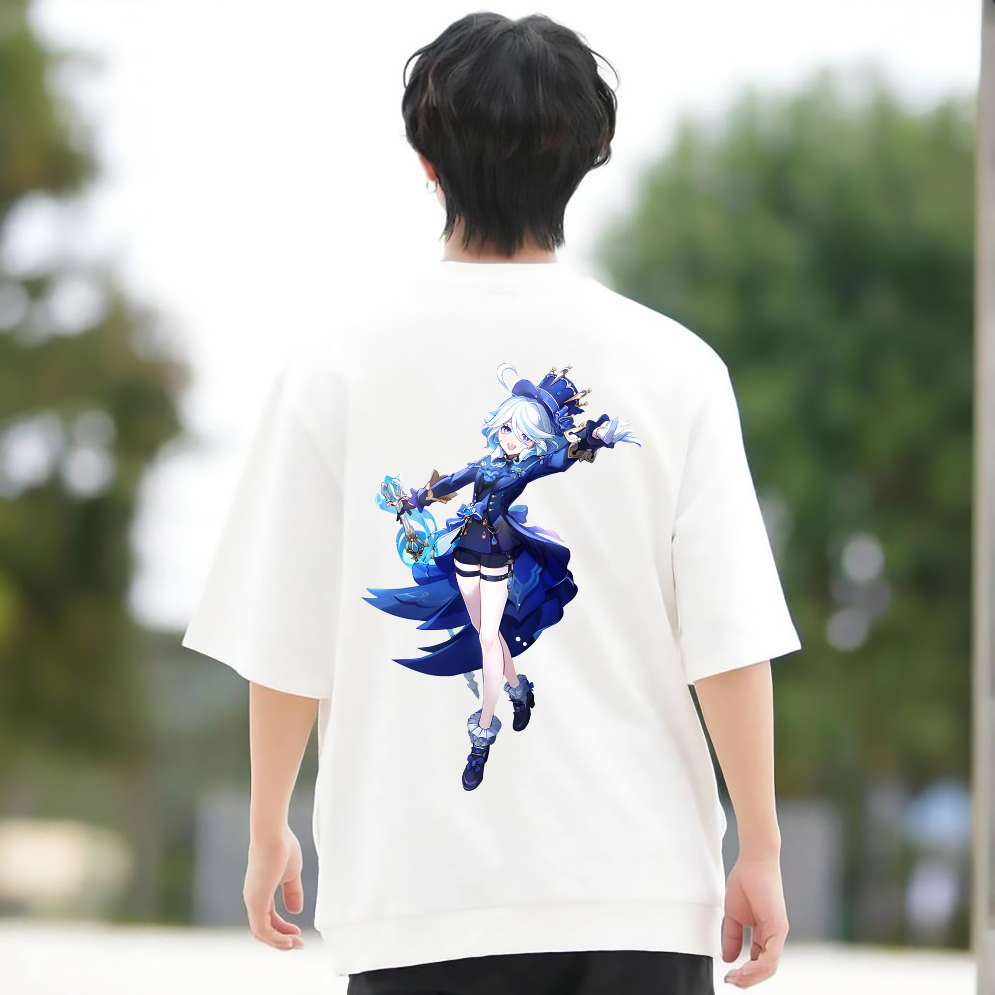 げんし神 フリーナ genshin Furina 綿100％半袖Tシャツ（背面プリント）