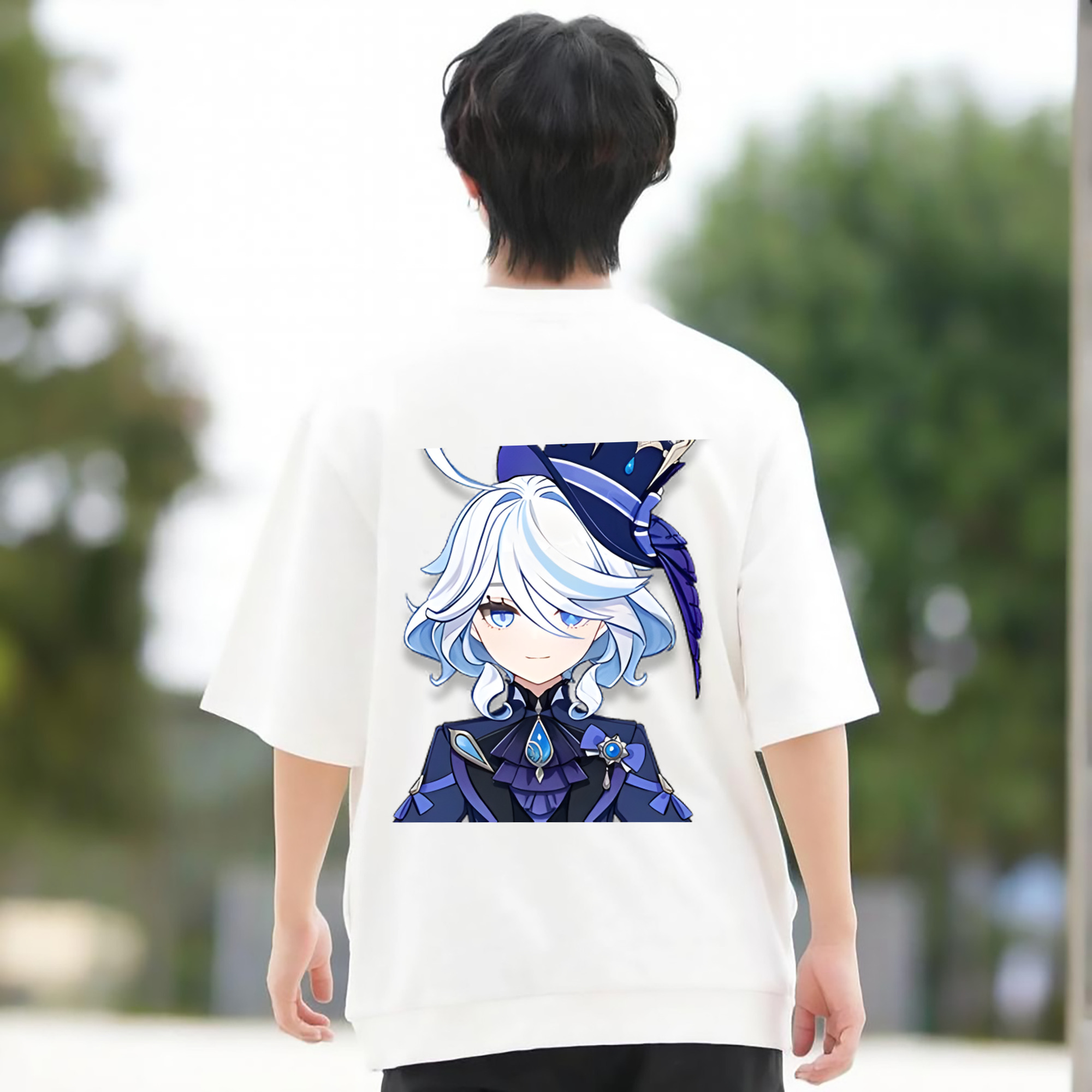 げんし神 フリーナ genshin Furina 綿100％半袖Tシャツ（背面プリント）