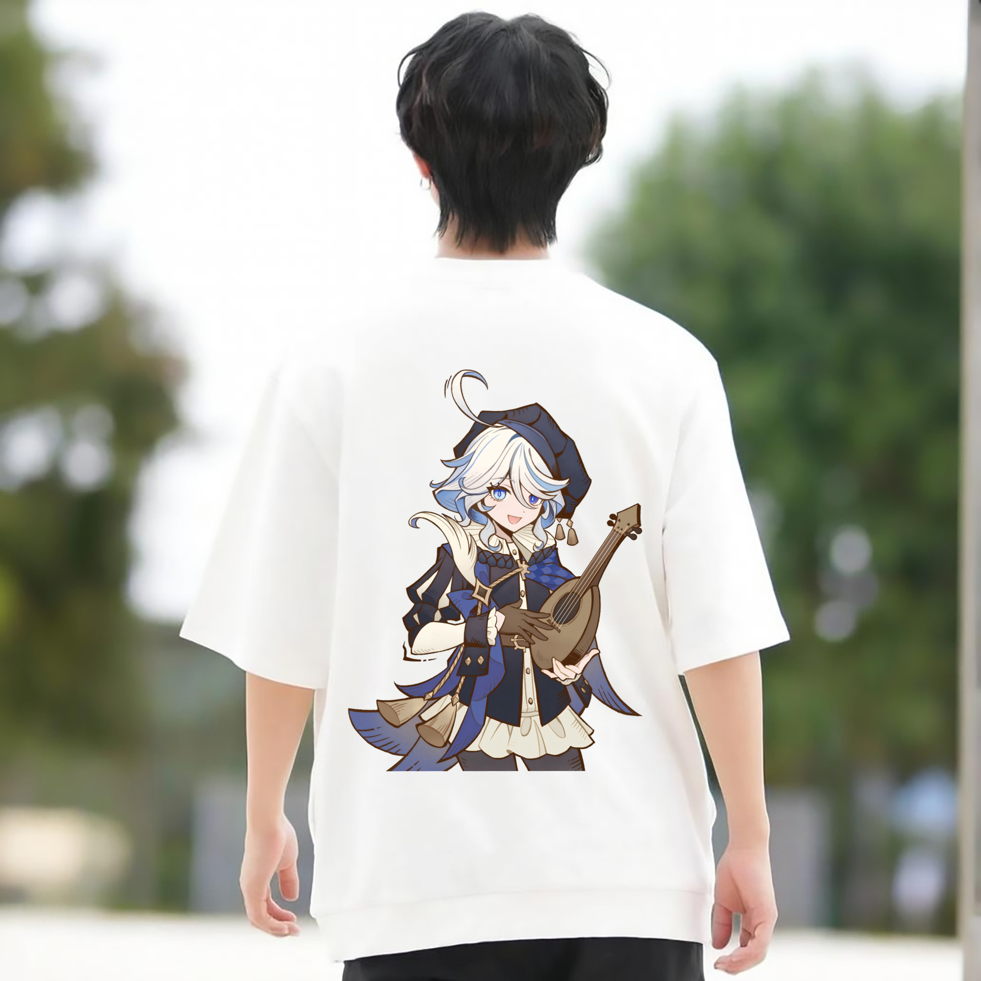 げんし神 フリーナ genshin Furina 綿100％半袖Tシャツ（背面プリント）