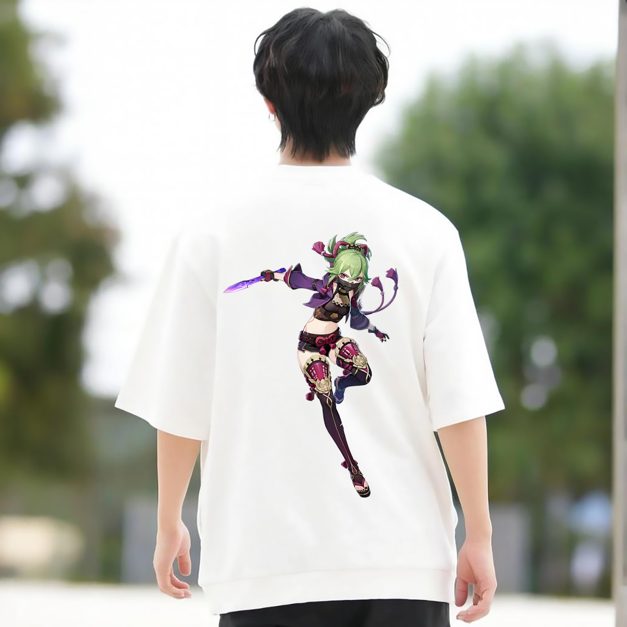 げんし神  久岐忍 くき しのぶ genshin Kuki Shinobu 綿100％半袖Tシャツ（背面プリント）