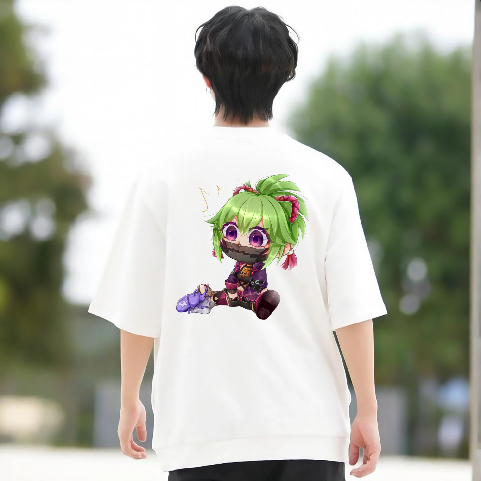 げんし神  久岐忍 くき しのぶ genshin Kuki Shinobu 綿100％半袖Tシャツ（背面プリント）