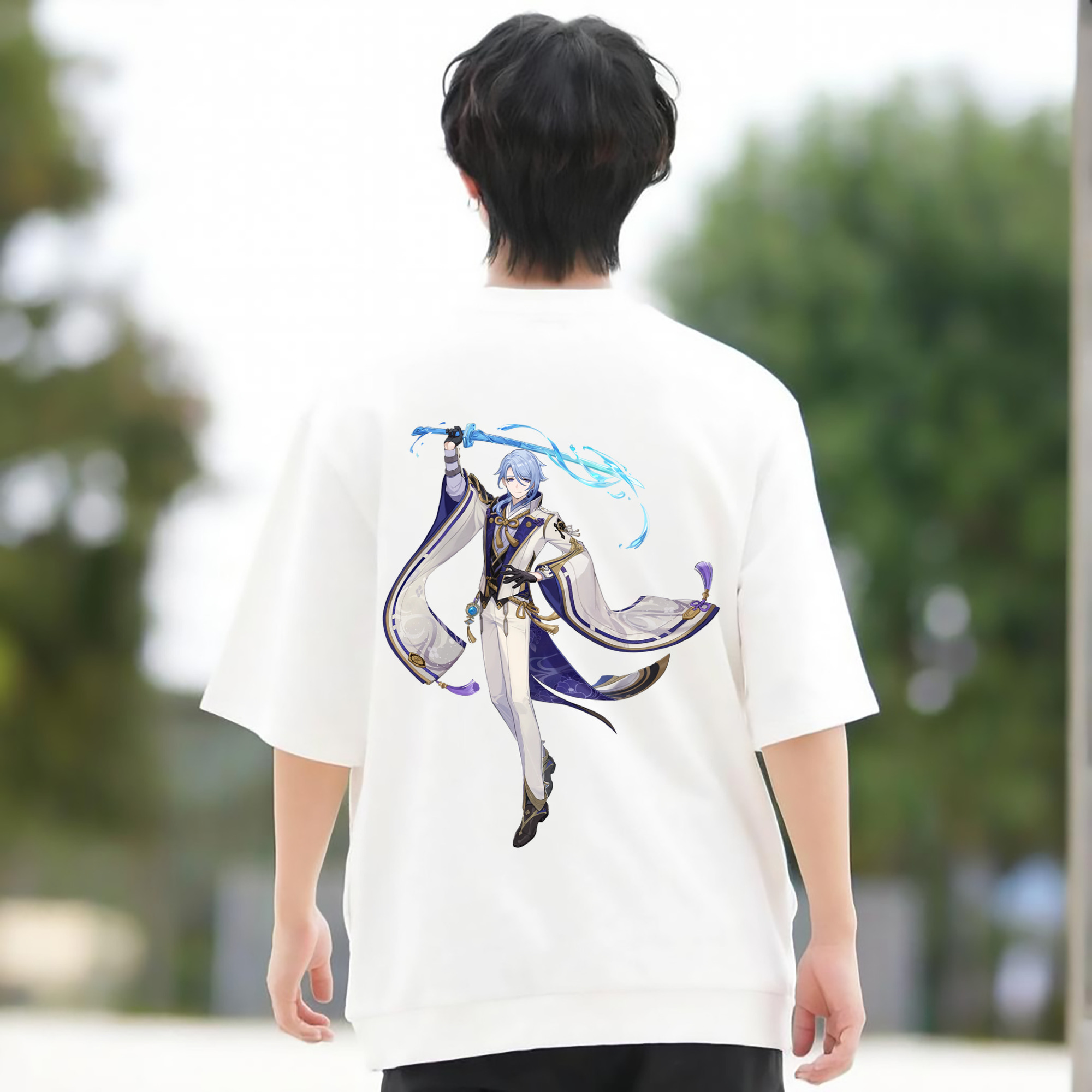 げんし神 神里綾人 かみさとあやと genshin Kamisato Ayato 綿100％半袖Tシャツ（背面プリント）