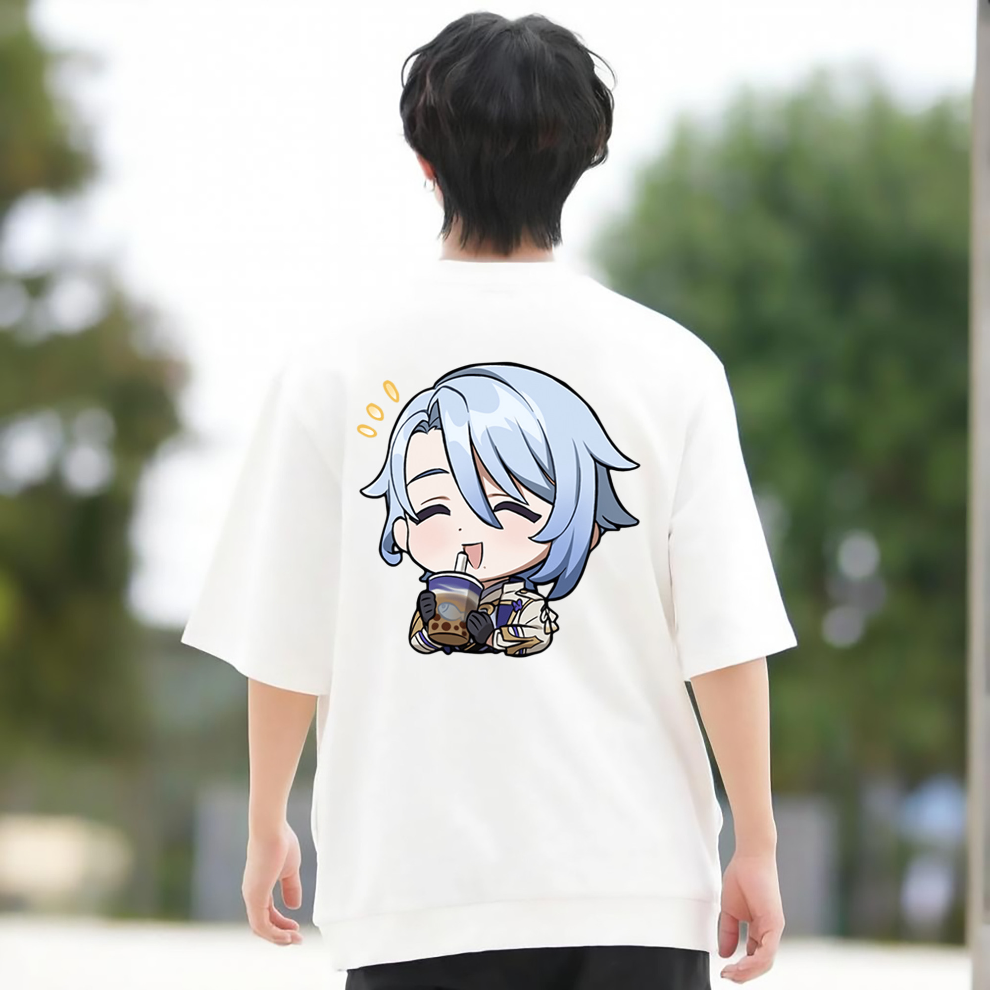 げんし神 神里綾人 かみさとあやと genshin Kamisato Ayato 綿100％半袖Tシャツ（背面プリント）