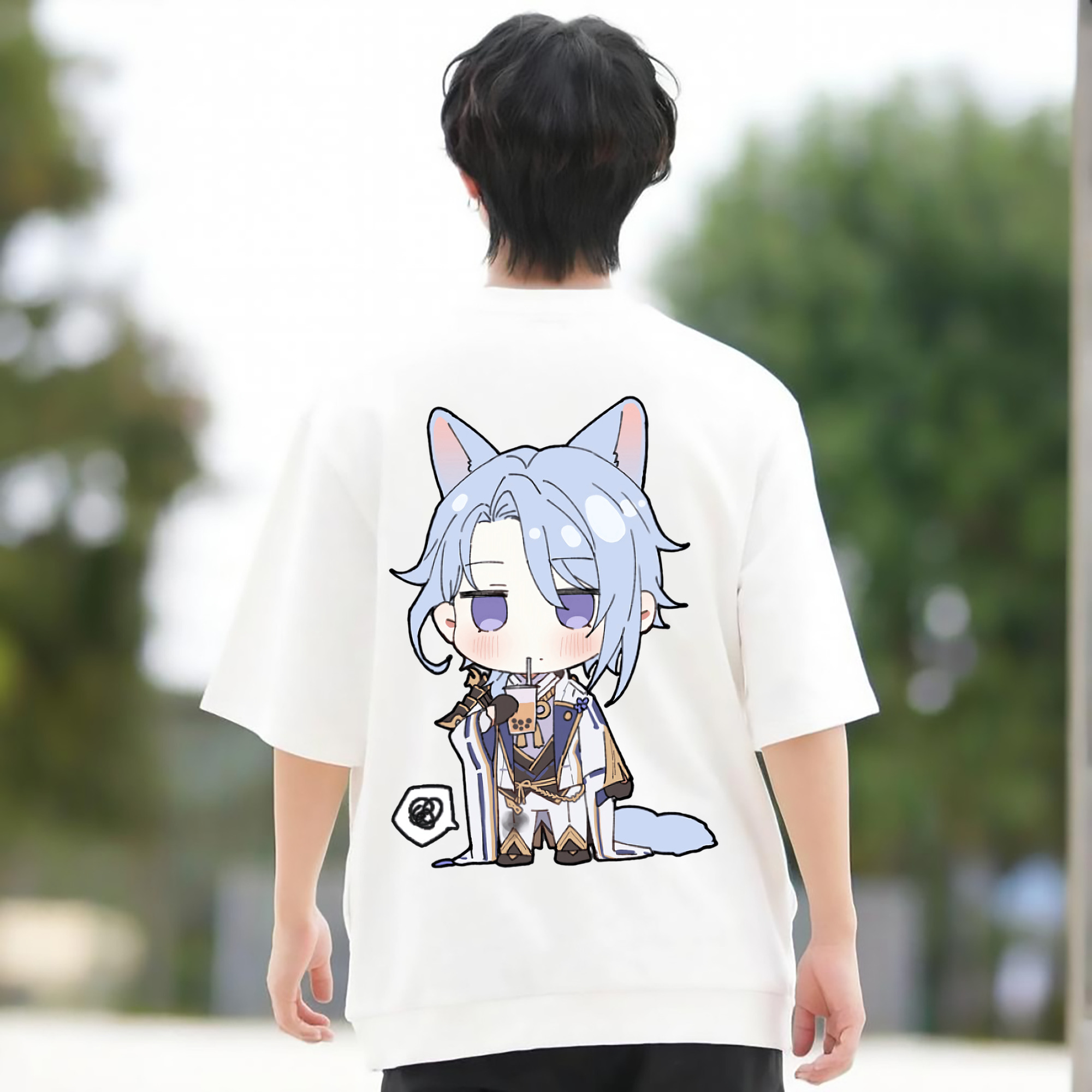 げんし神 神里綾人 かみさとあやと genshin Kamisato Ayato 綿100％半袖Tシャツ（背面プリント）