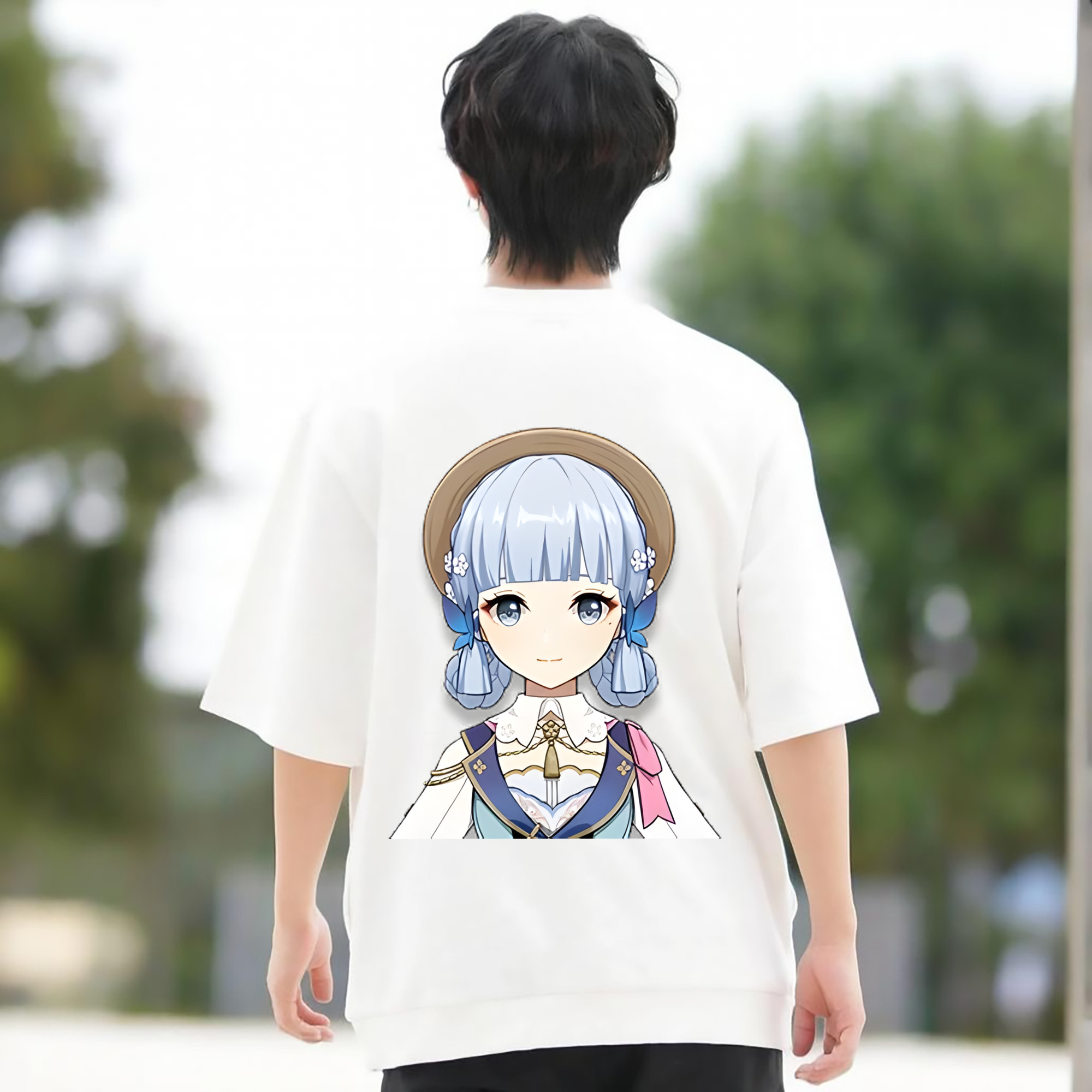 げんし神 神里綾華 神宮寺レン genshin Kamimiya Ren 綿100％半袖Tシャツ（背面プリント）