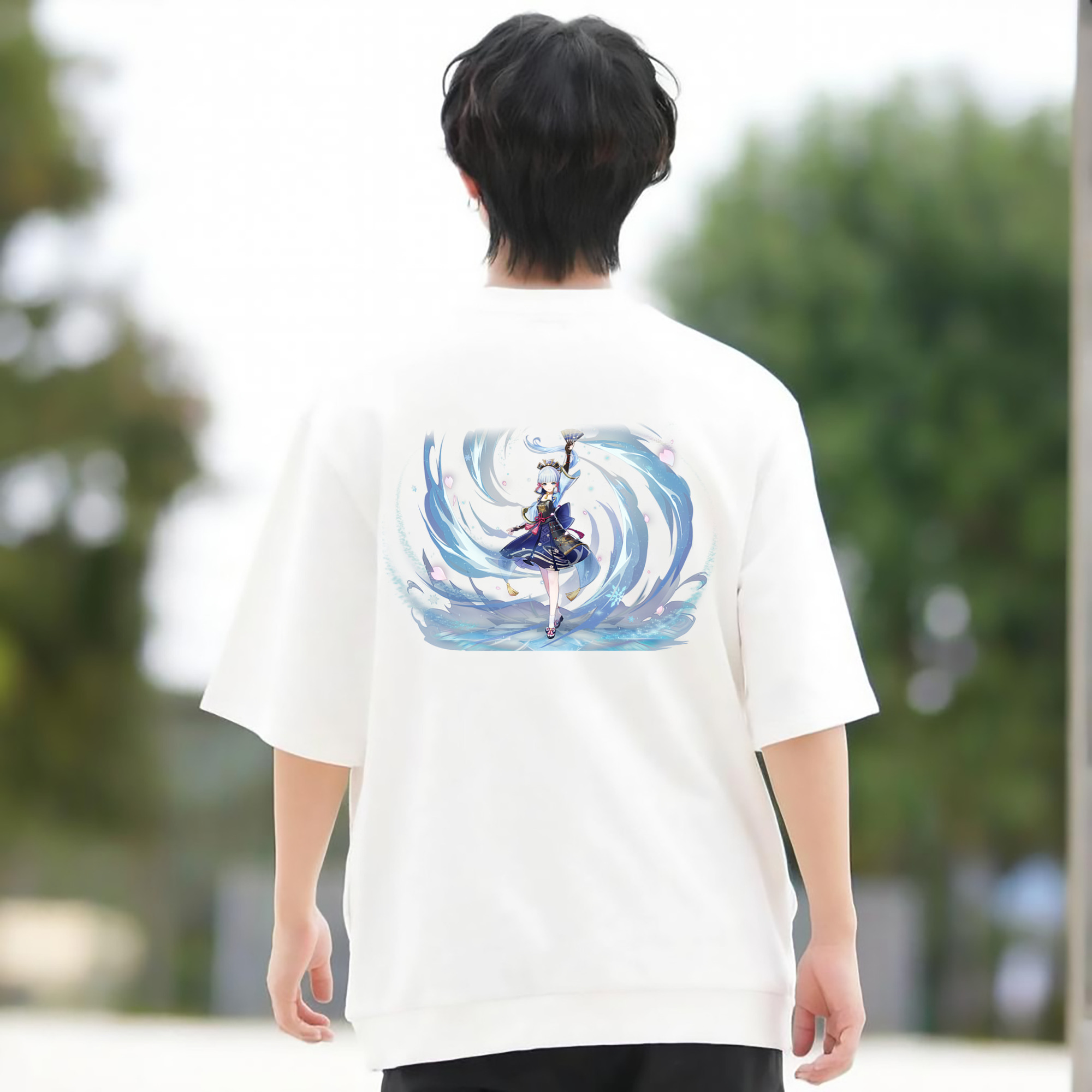 げんし神 神里綾華 神宮寺レン genshin Kamimiya Ren 綿100％半袖Tシャツ（背面プリント）