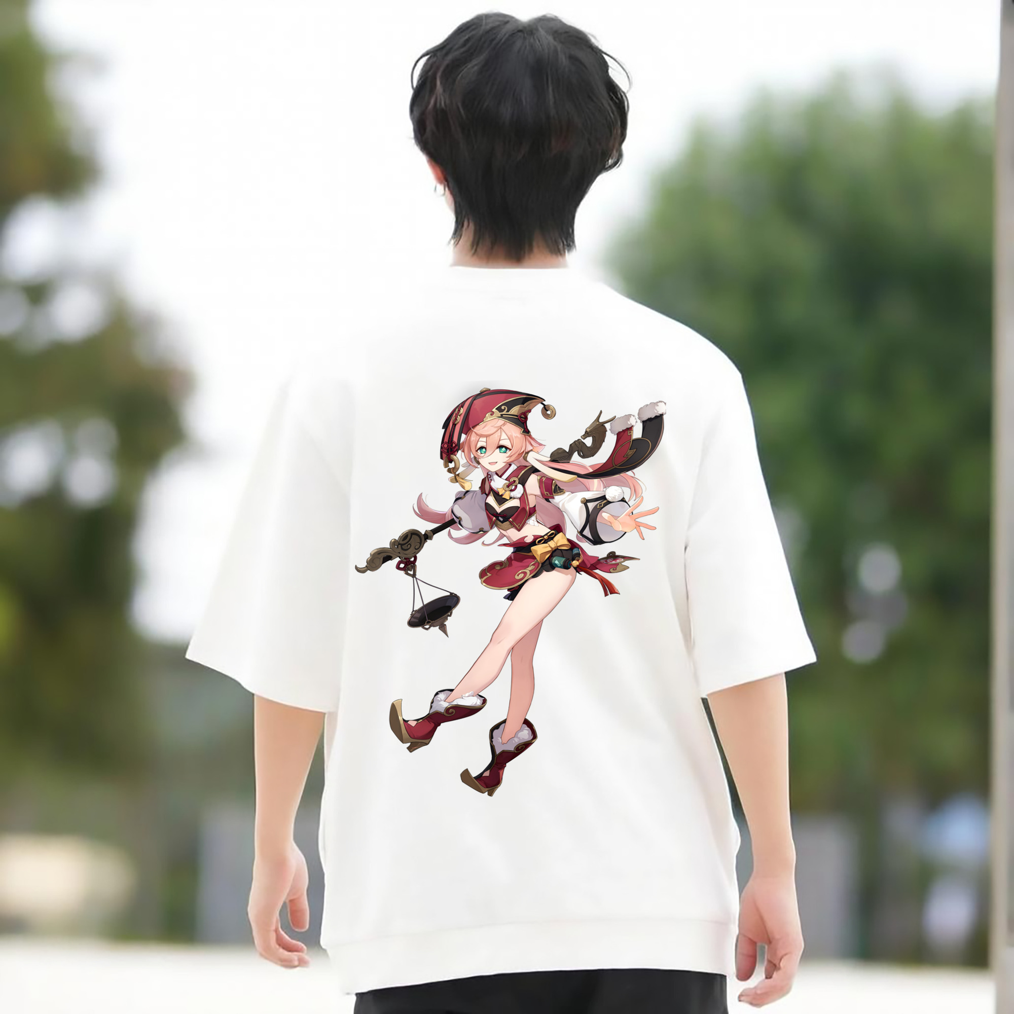 げんし神 ヤンフェイ genshin Yanfei 綿100％半袖Tシャツ（背面プリント）