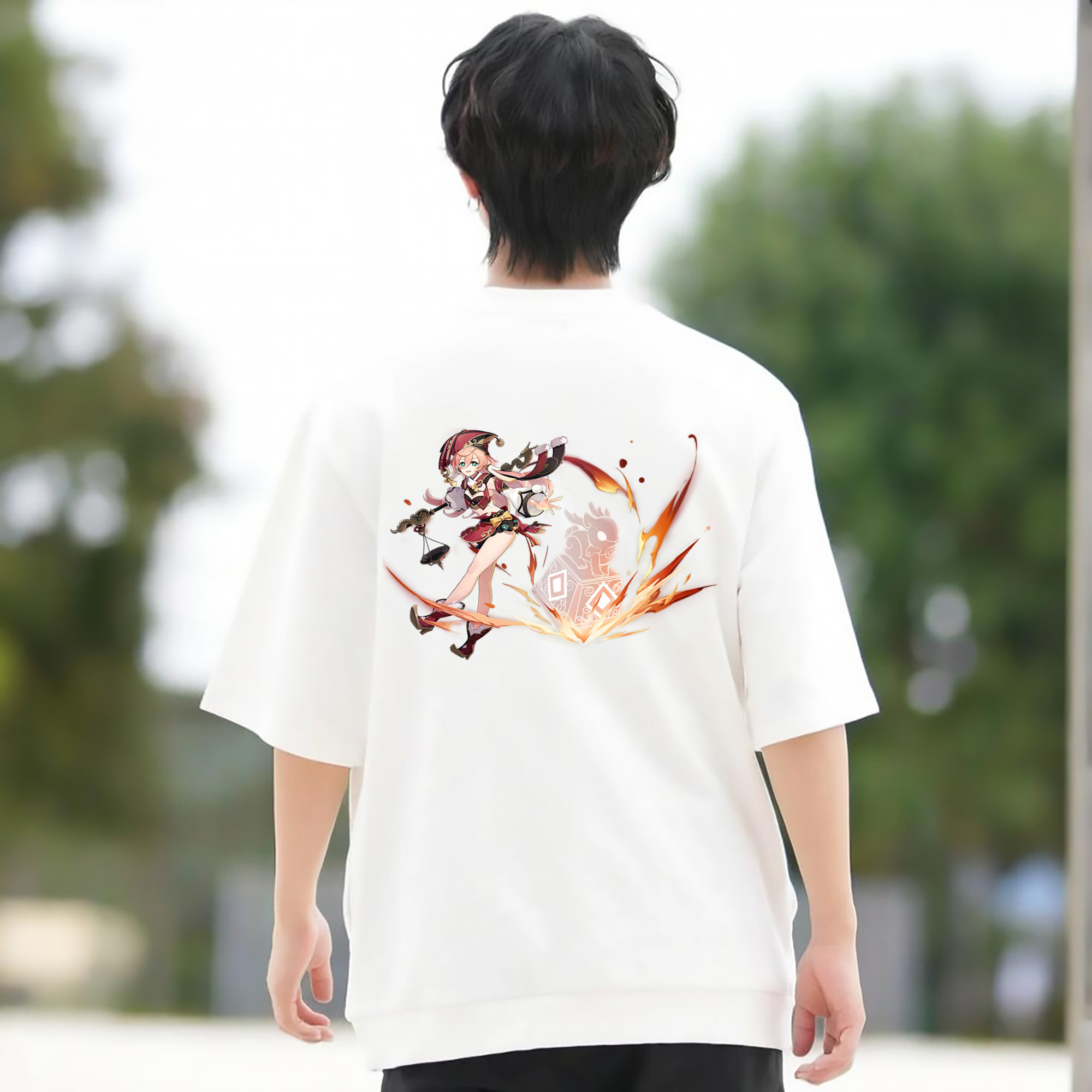 げんし神 ヤンフェイ genshin Yanfei 綿100％半袖Tシャツ（背面プリント）