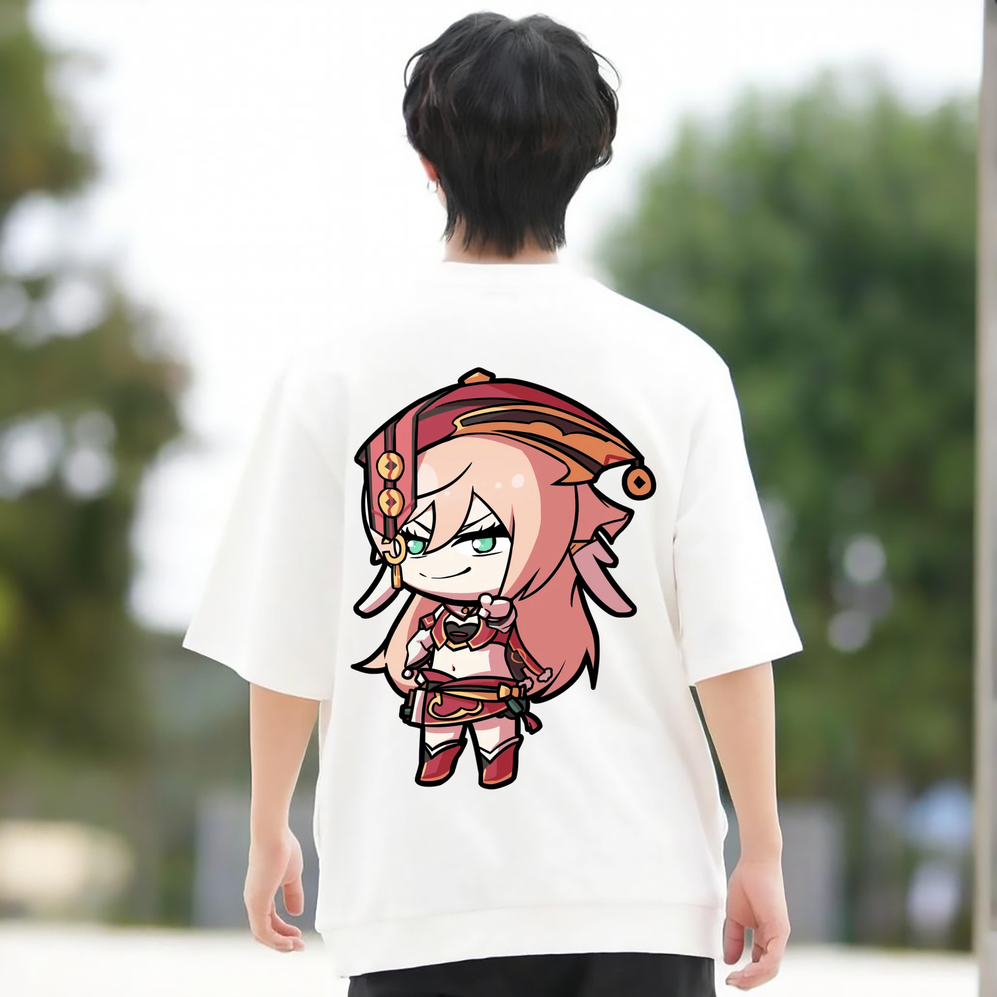 げんし神 ヤンフェイ genshin Yanfei 綿100％半袖Tシャツ（背面プリント）