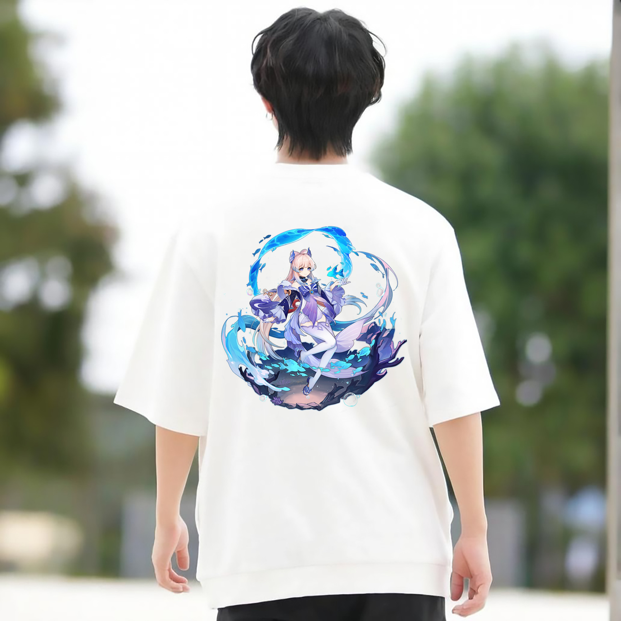 げんし神 珊瑚宮心海 サンゴノミヤ・ココミ genshin Sangonomiya Kokomi 綿100％半袖Tシャツ（背面プリント）