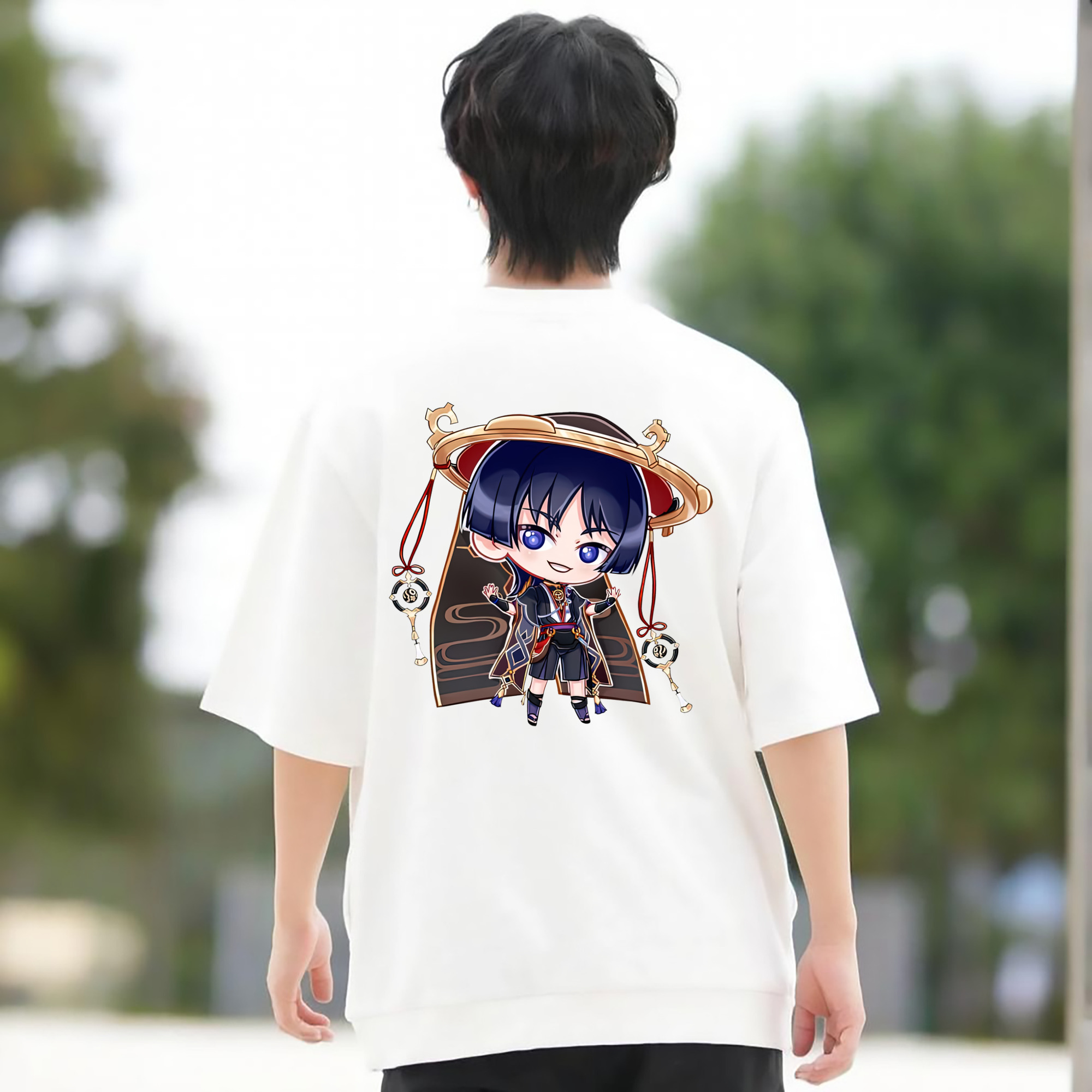 げんし神 さんペい genshin Sanpei 綿100％半袖Tシャツ（背面プリント）