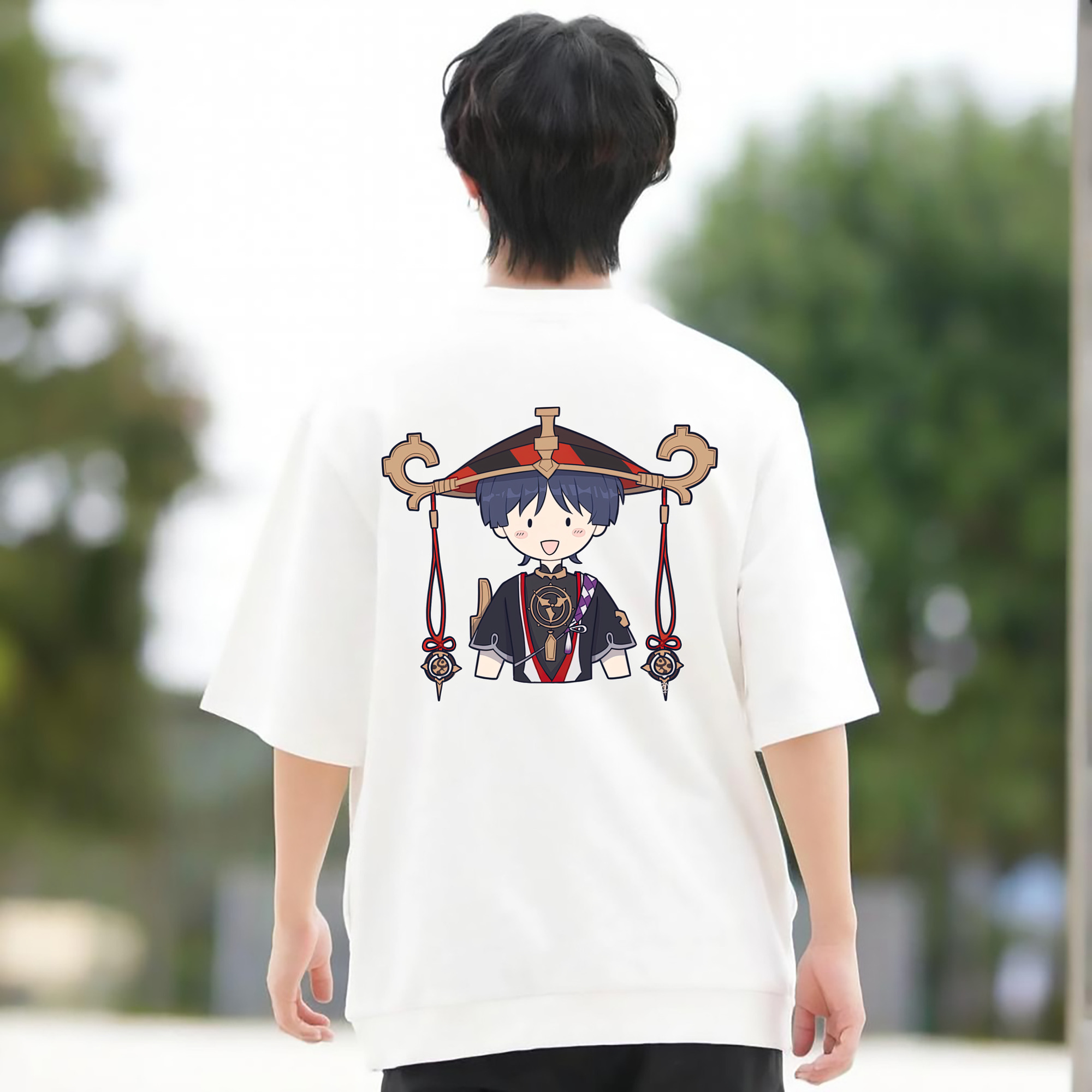 げんし神 さんペい genshin Sanpei 綿100％半袖Tシャツ（背面プリント）