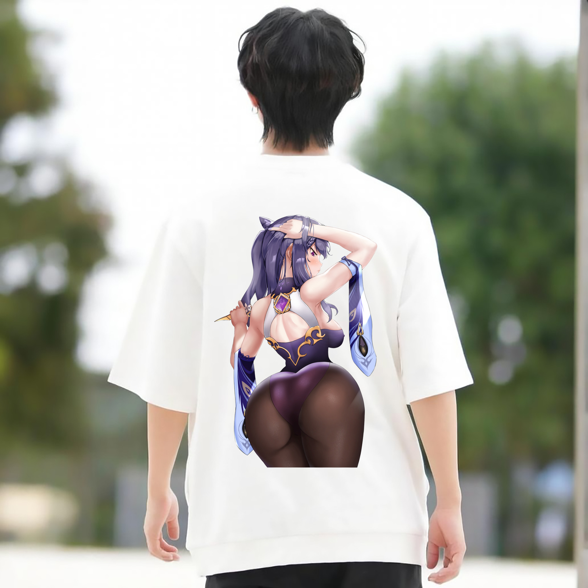 げんし神 刻晴 こくせい genshin Kokusei 綿100％半袖Tシャツ（背面プリント）