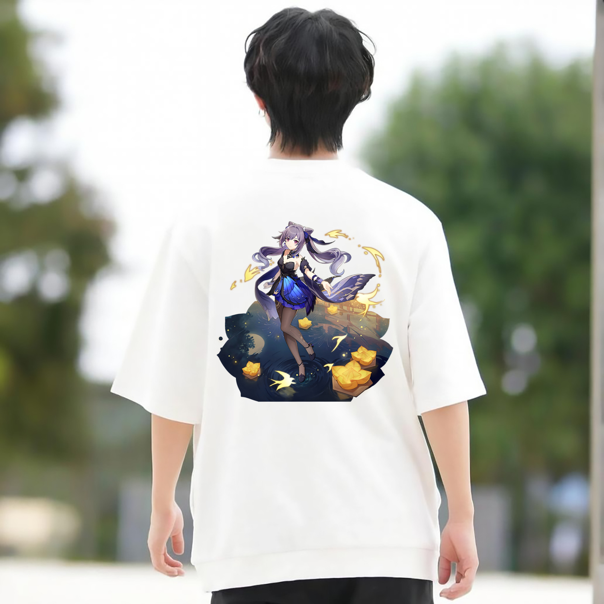 げんし神 刻晴 こくせい genshin Kokusei 綿100％半袖Tシャツ（背面プリント）