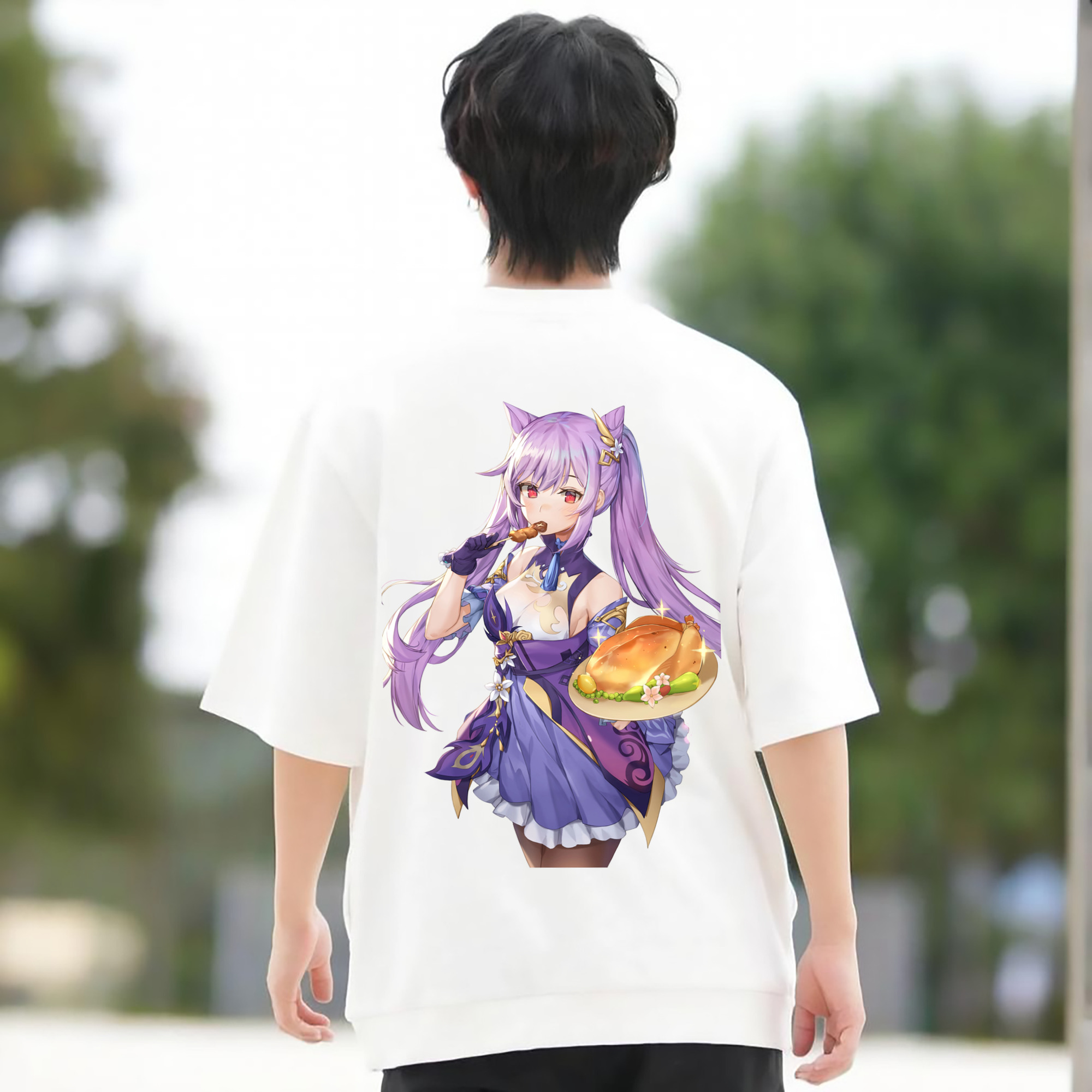 げんし神 刻晴 こくせい genshin Kokusei 綿100％半袖Tシャツ（背面プリント）
