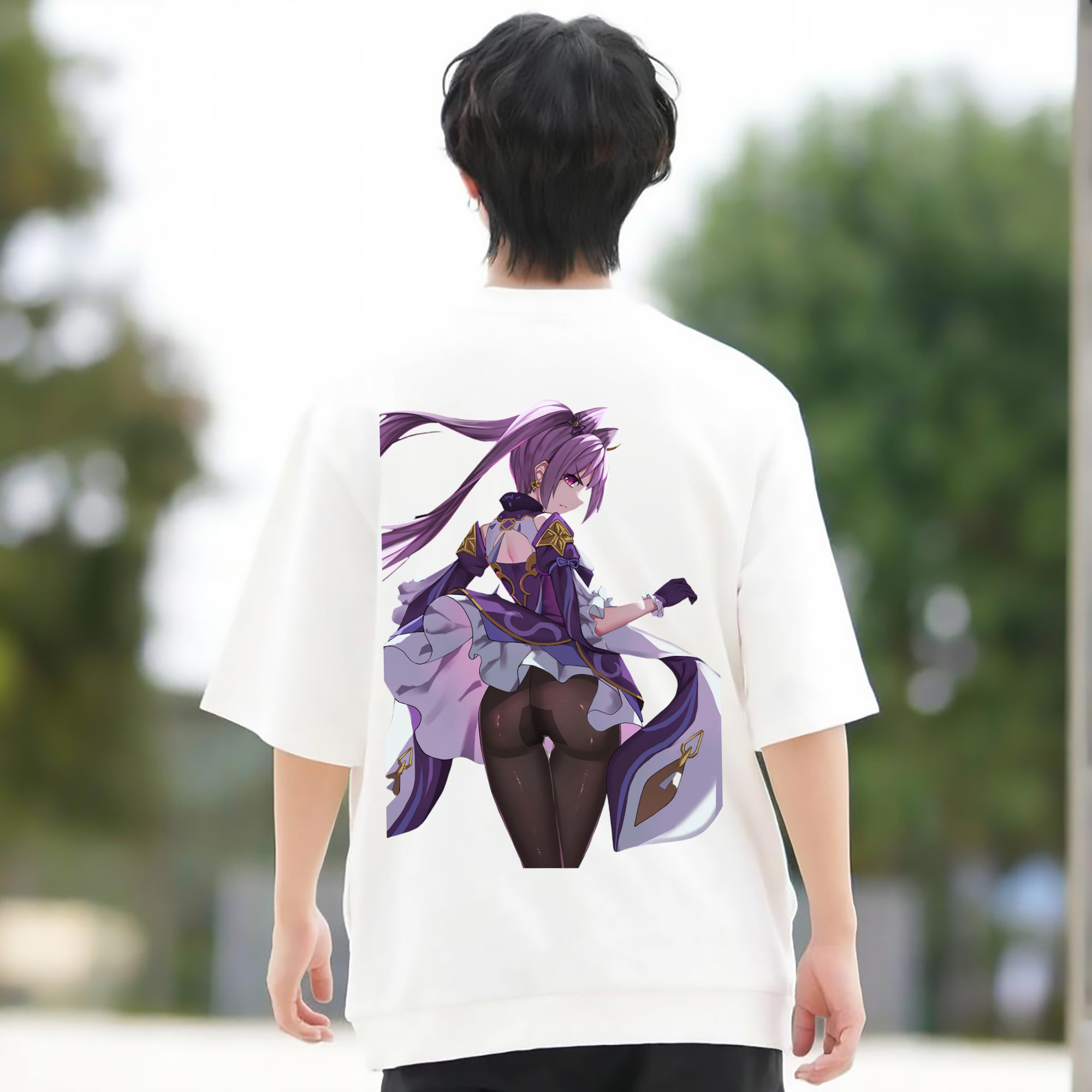 げんし神 刻晴 こくせい genshin Kokusei 綿100％半袖Tシャツ（背面プリント）