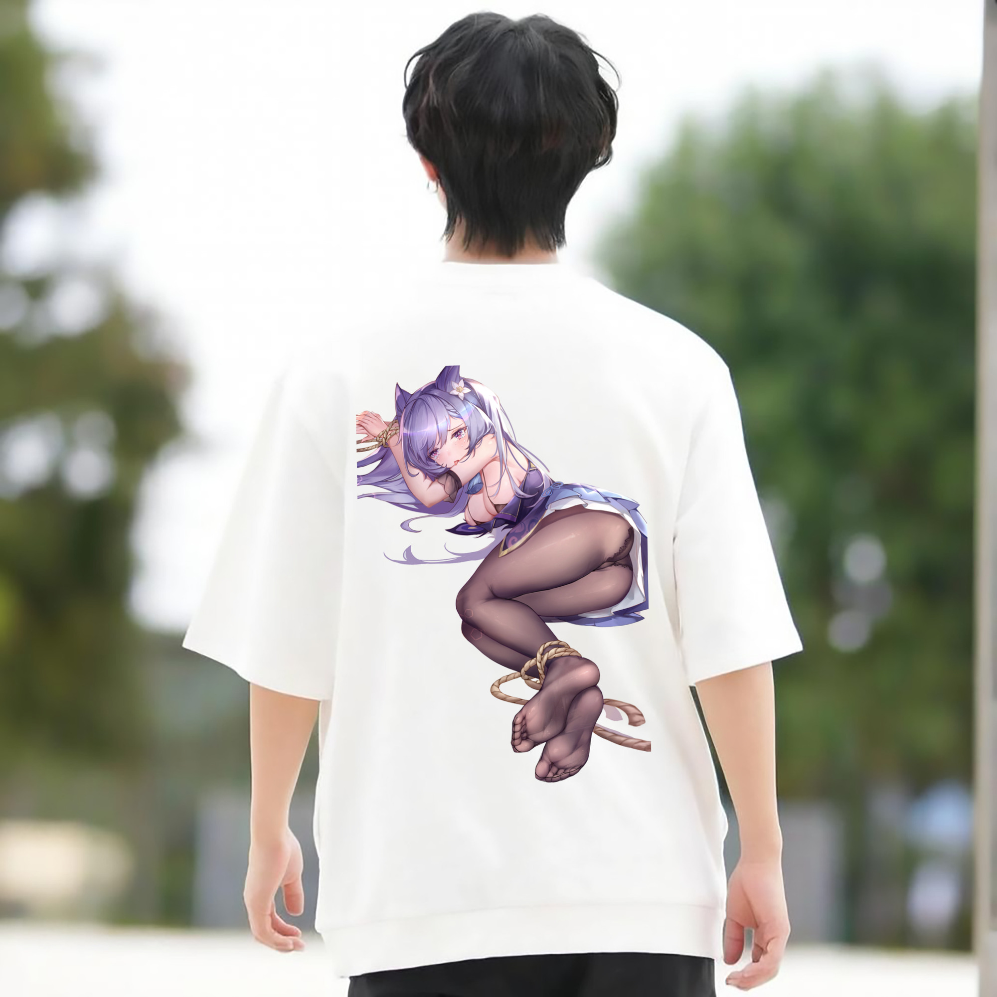 げんし神 刻晴 こくせい genshin Kokusei 綿100％半袖Tシャツ（背面プリント）