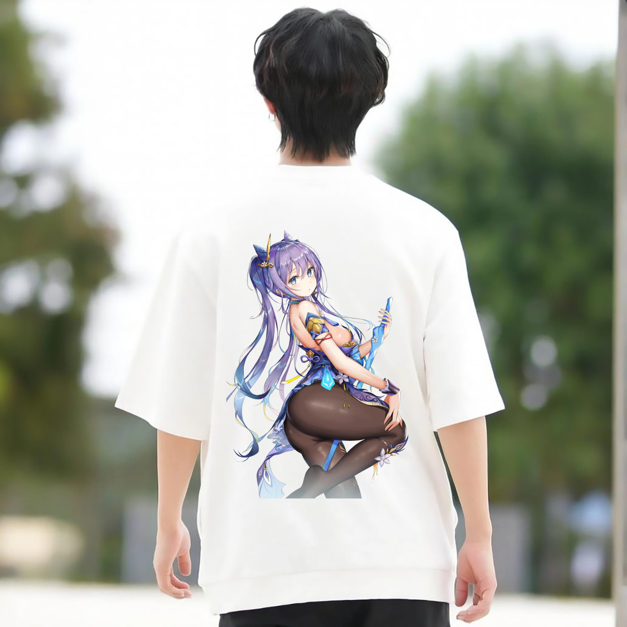 げんし神 刻晴 こくせい genshin Kokusei 綿100％半袖Tシャツ（背面プリント）