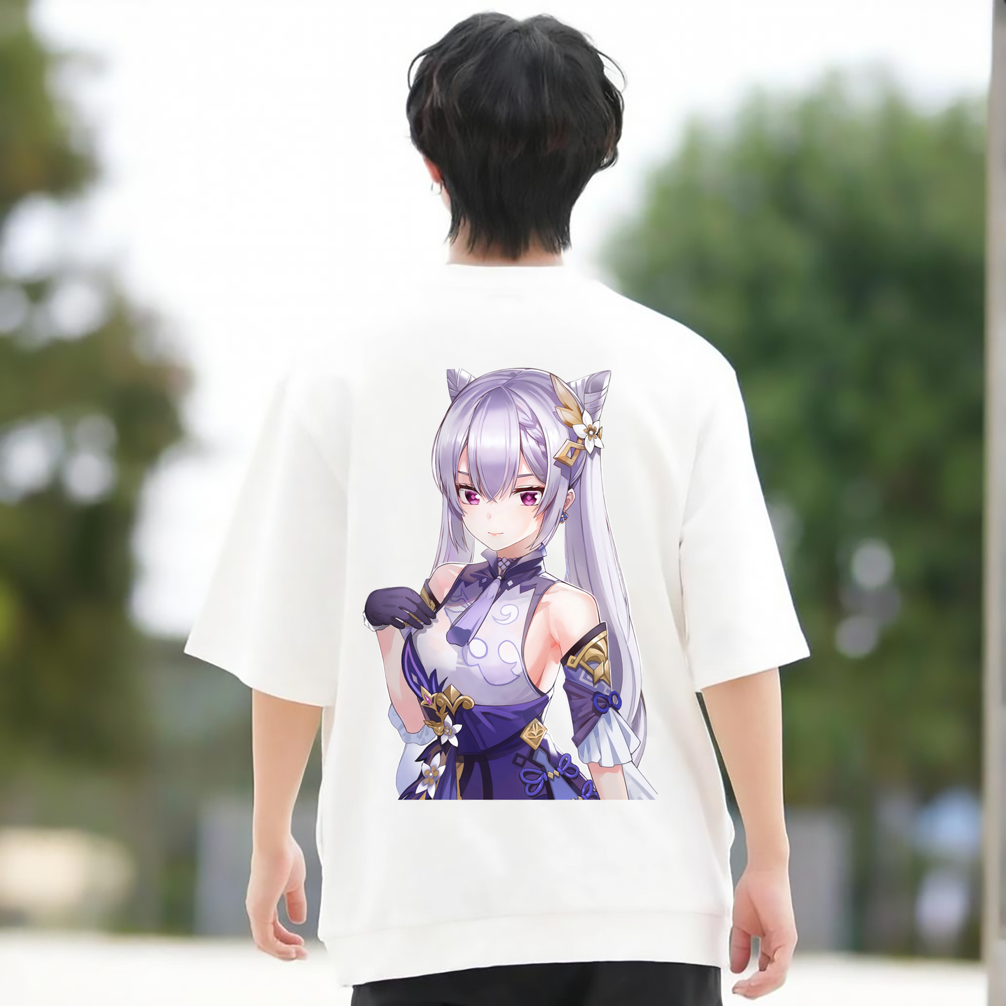 げんし神 刻晴 こくせい genshin Kokusei 綿100％半袖Tシャツ（背面プリント）
