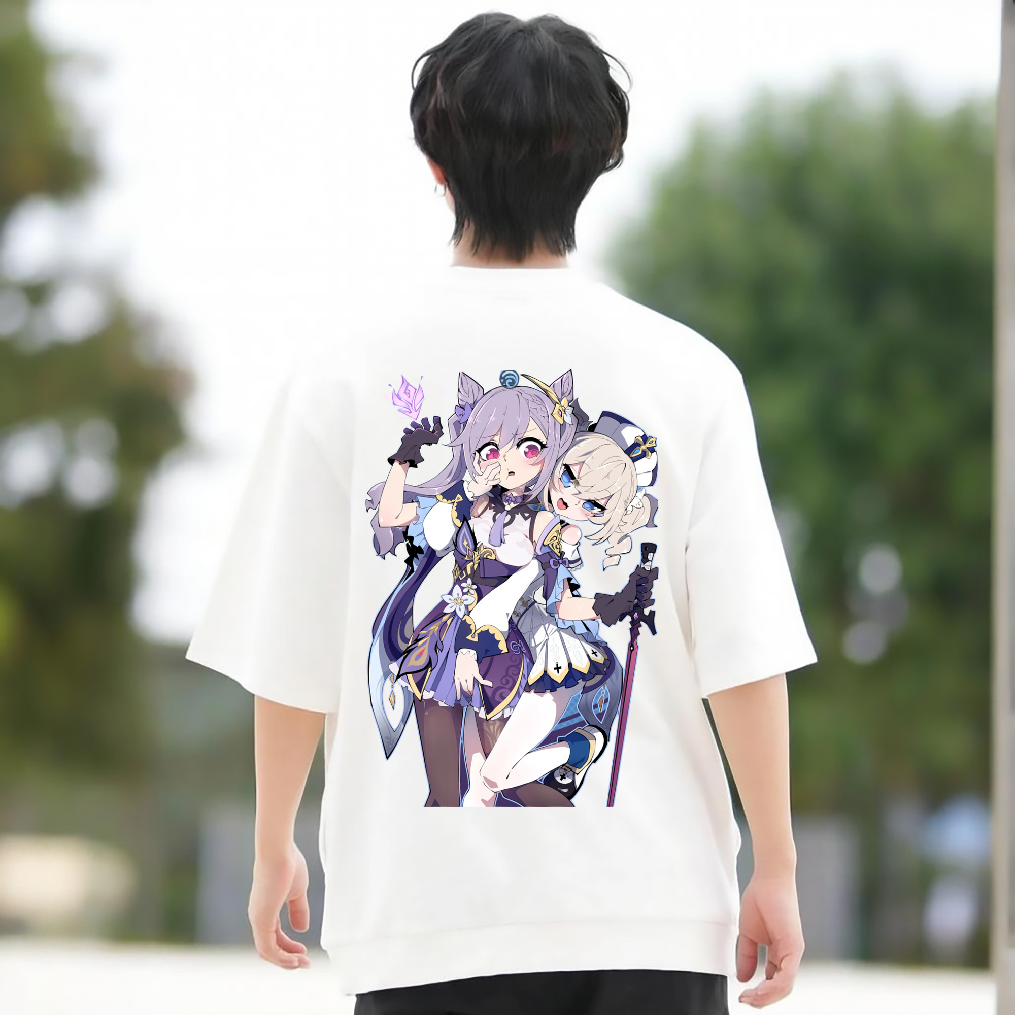 げんし神 刻晴 こくせい genshin Kokusei 綿100％半袖Tシャツ（背面プリント）