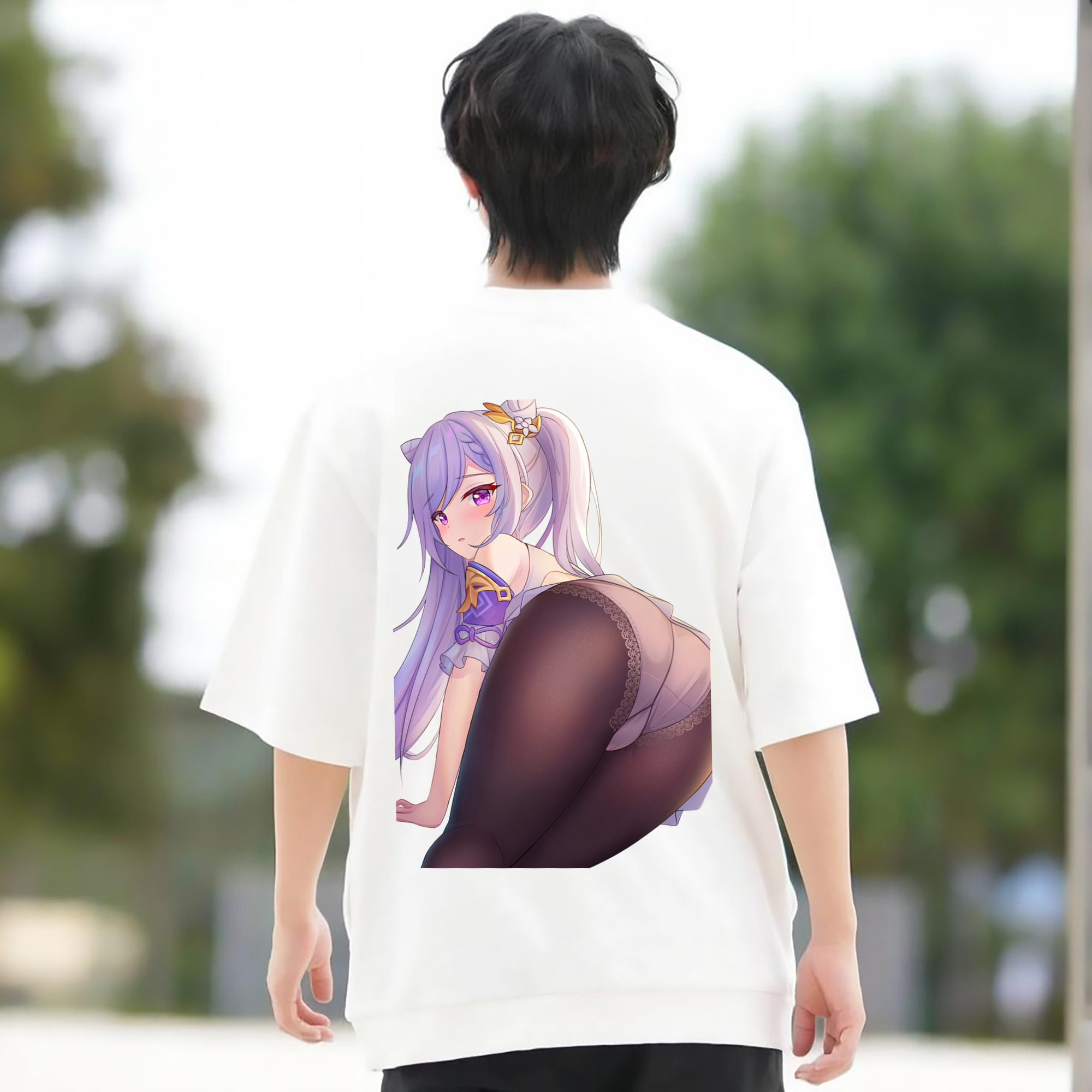 げんし神 刻晴 こくせい genshin Kokusei 綿100％半袖Tシャツ（背面プリント）