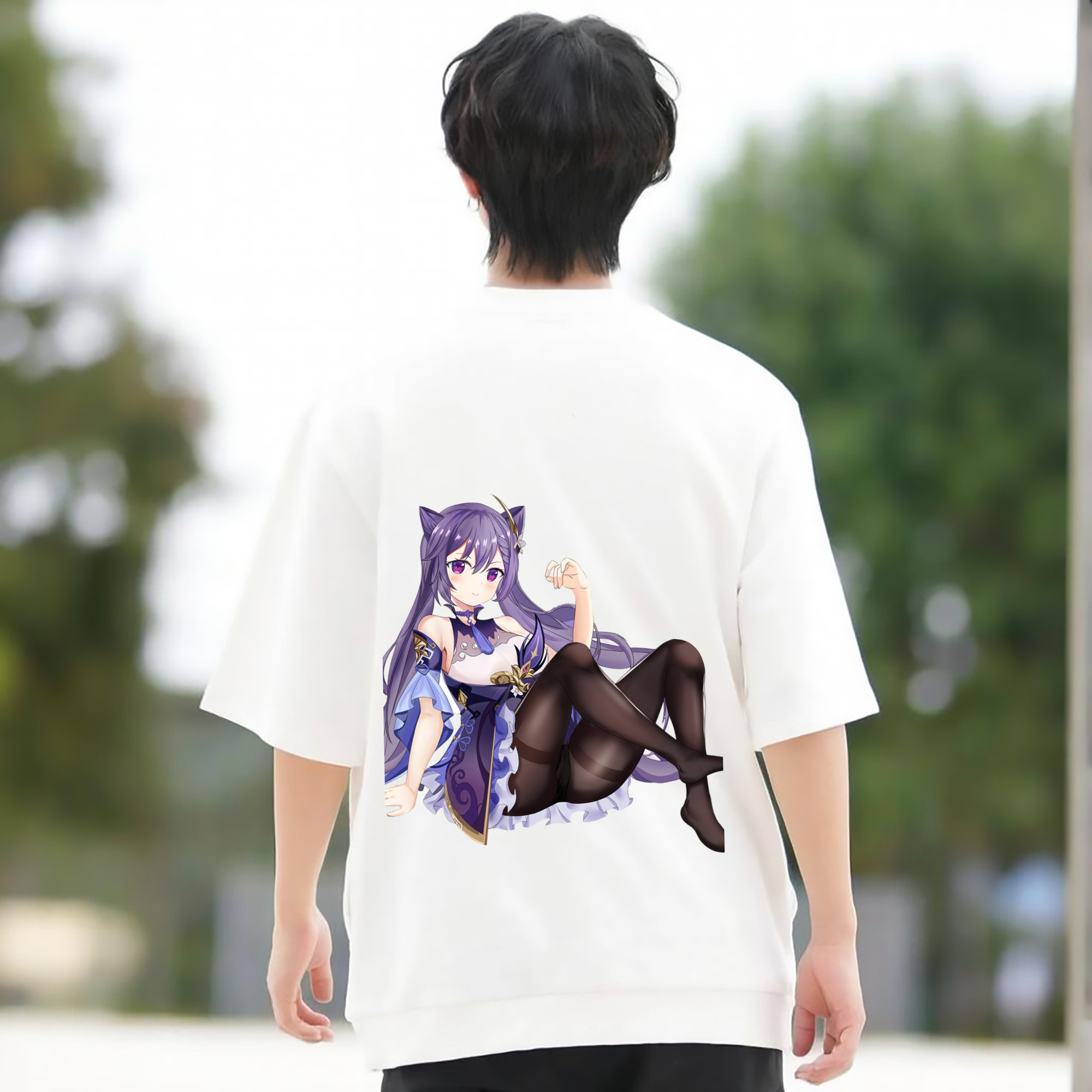 げんし神 刻晴 こくせい genshin Kokusei 綿100％半袖Tシャツ（背面プリント）