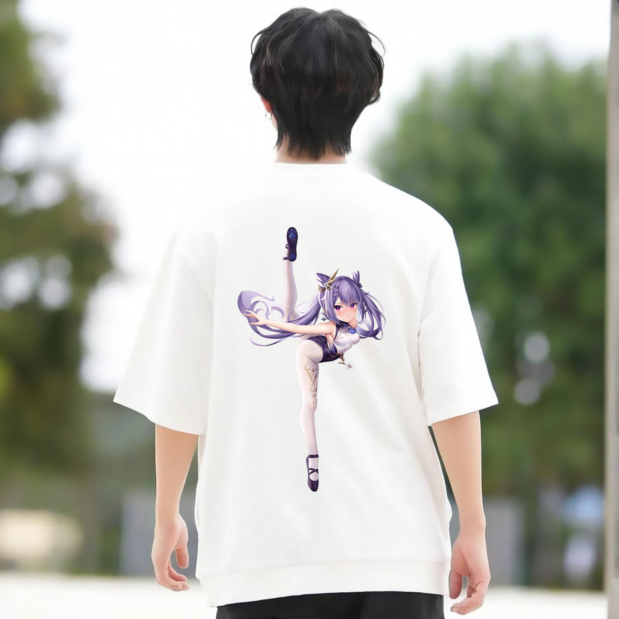 げんし神 刻晴 こくせい genshin Kokusei 綿100％半袖Tシャツ（背面プリント）