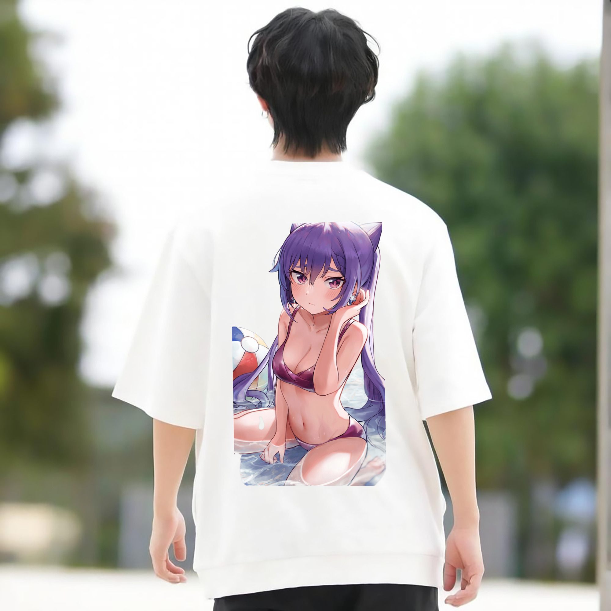 げんし神 刻晴 こくせい genshin Kokusei 綿100％半袖Tシャツ（背面プリント）