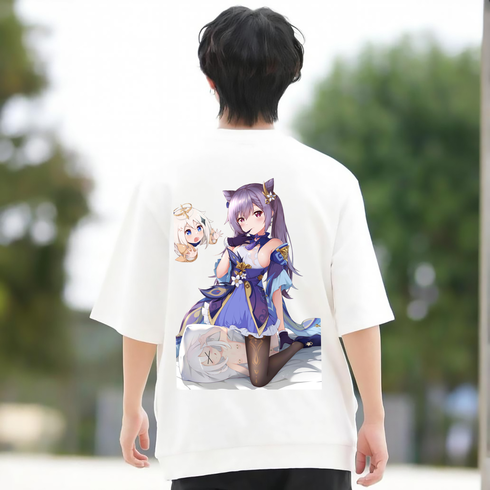 げんし神 刻晴 こくせい genshin Kokusei 綿100％半袖Tシャツ（背面プリント）