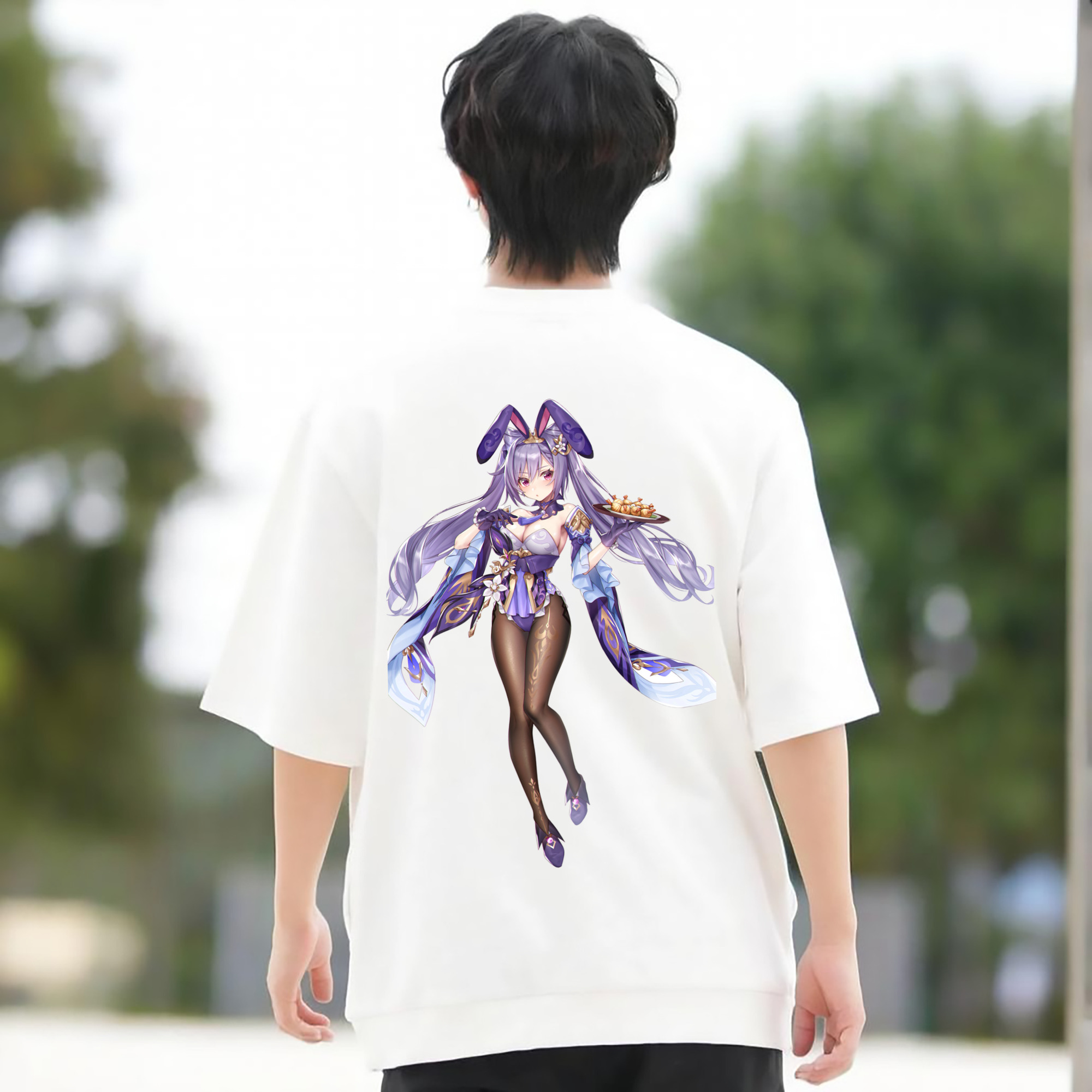 げんし神 刻晴 こくせい genshin Kokusei 綿100％半袖Tシャツ（背面プリント）