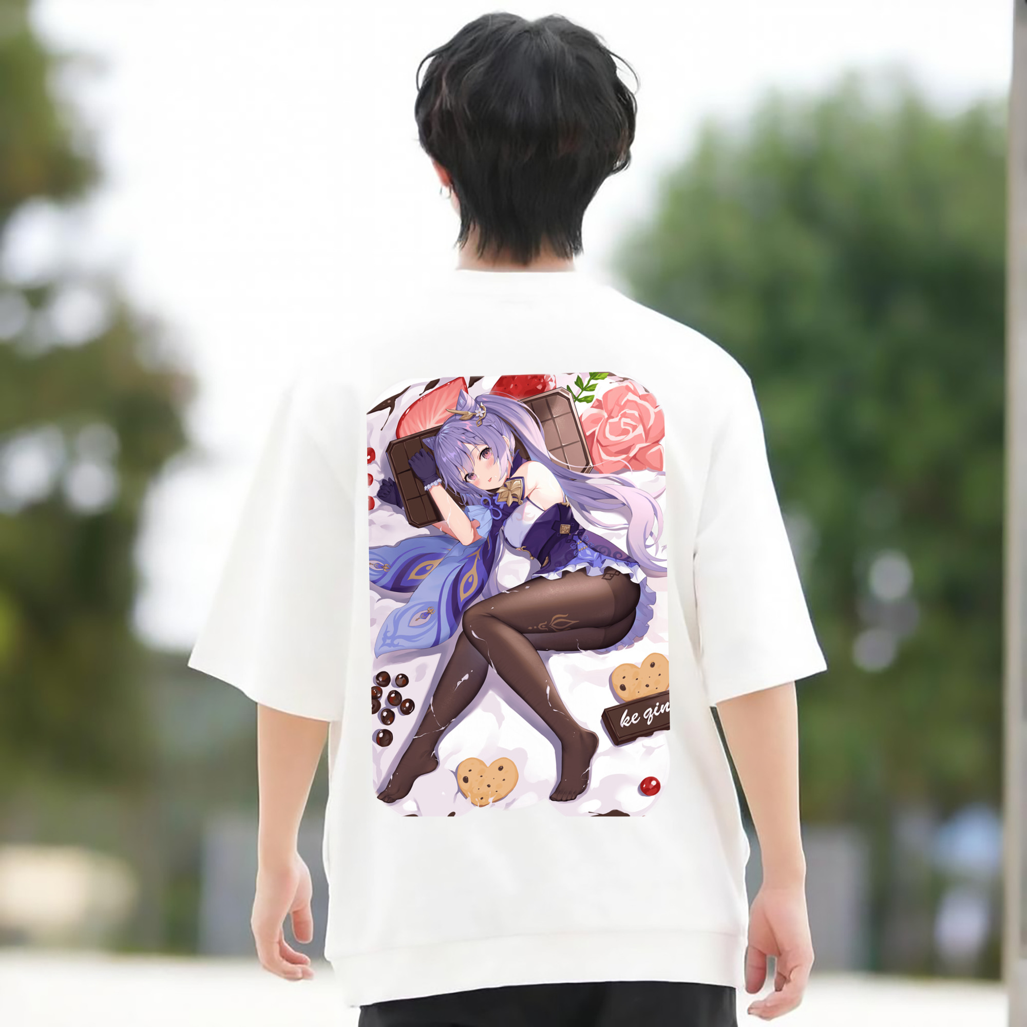 げんし神 刻晴 こくせい genshin Kokusei 綿100％半袖Tシャツ（背面プリント）