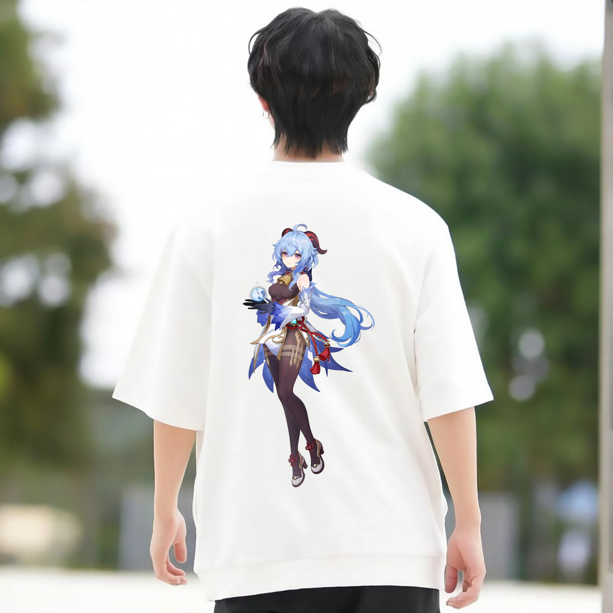 げんし神 甘雨 かんう genshin Ganyu 綿100％半袖Tシャツ（背面プリント）