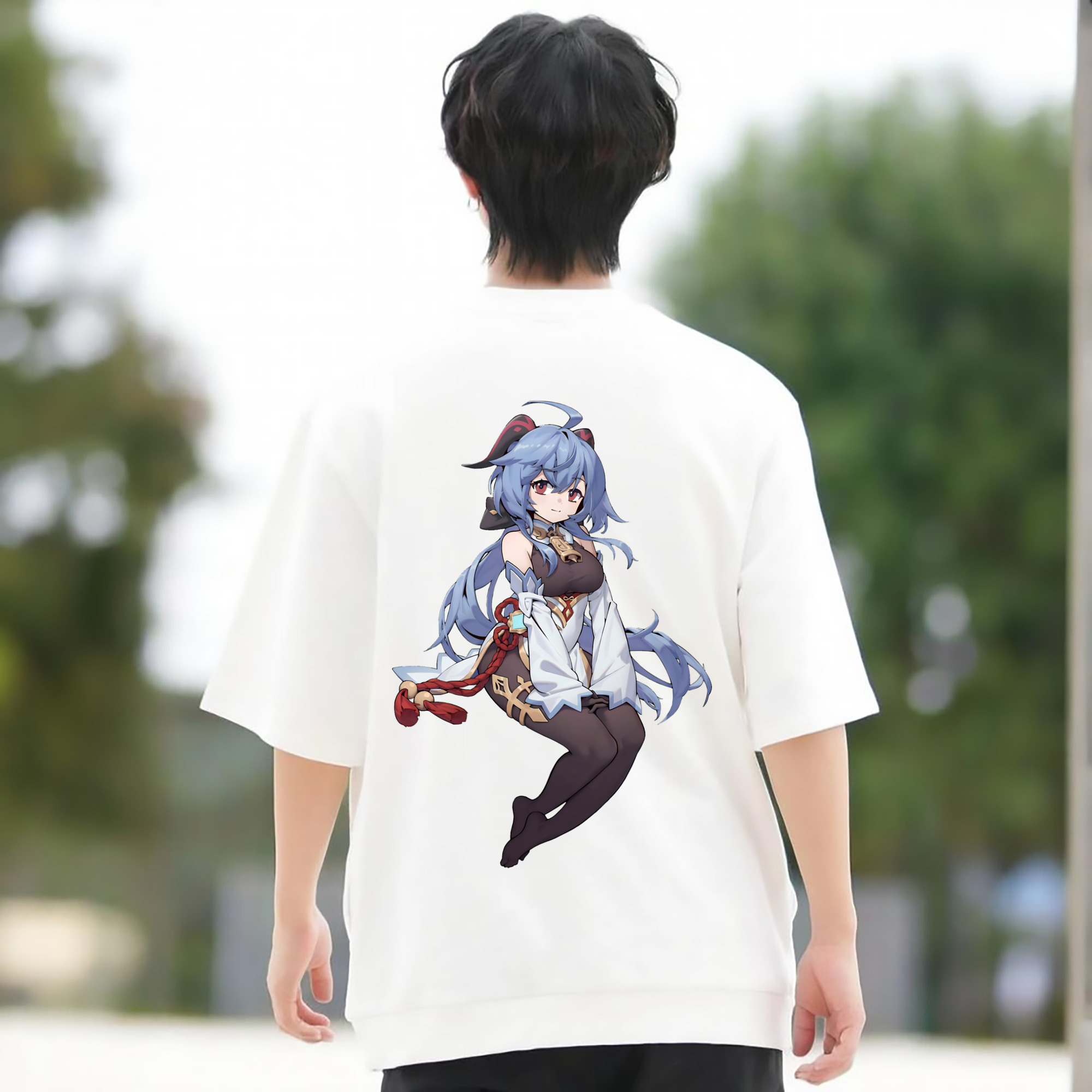 げんし神 甘雨 かんう genshin Ganyu 綿100％半袖Tシャツ（背面プリント）