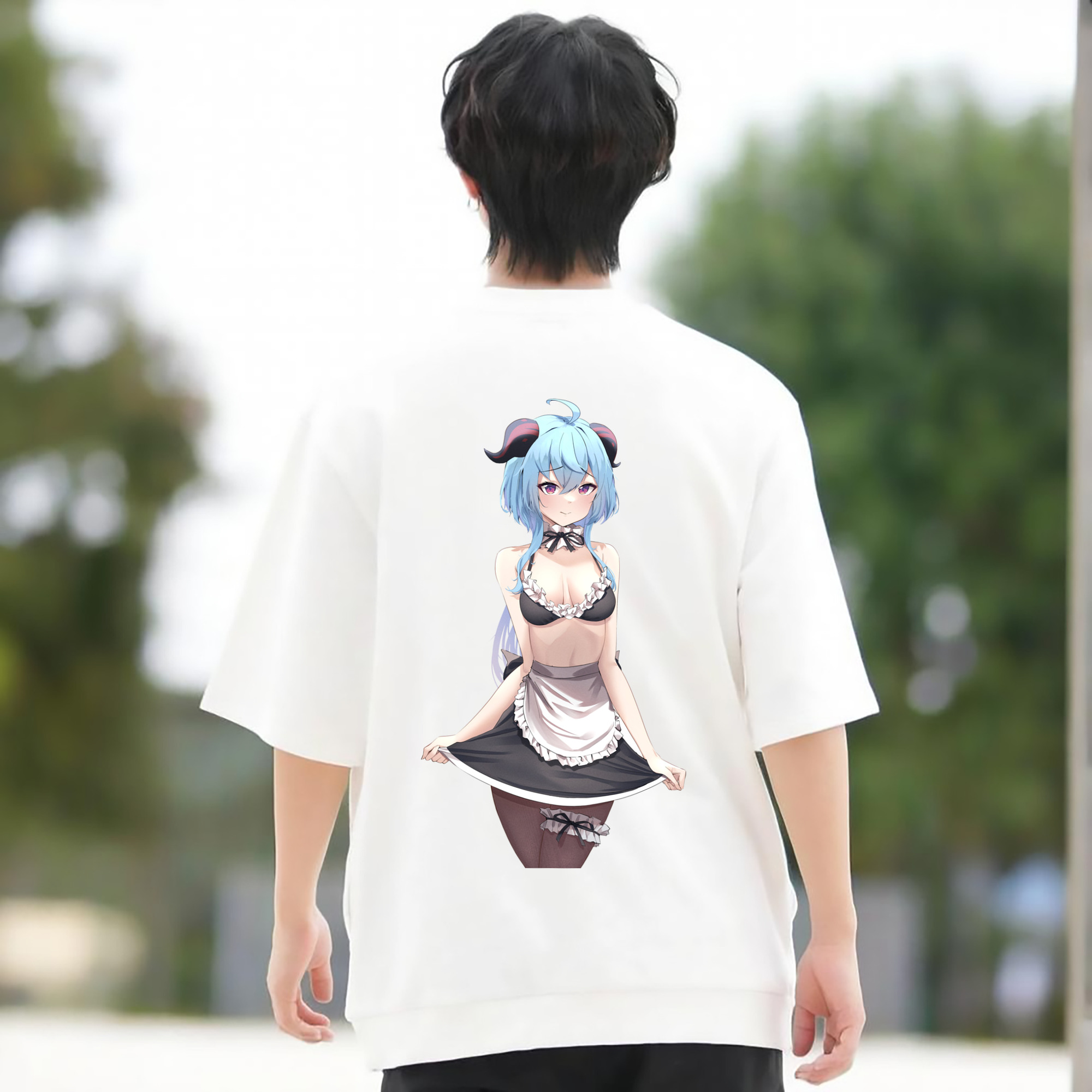 げんし神 甘雨 かんう genshin Ganyu 綿100％半袖Tシャツ（背面プリント）
