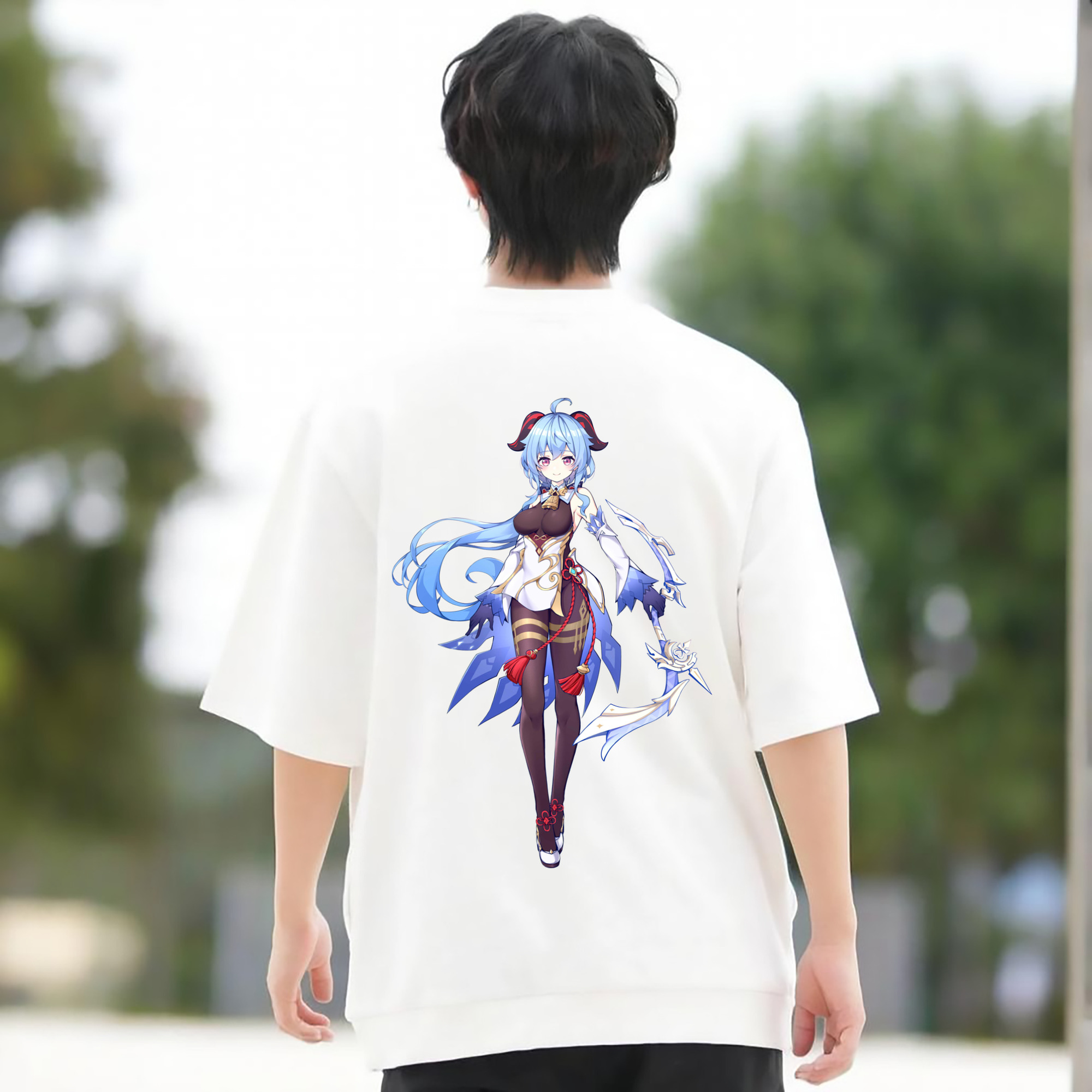 げんし神 甘雨 かんう genshin Ganyu 綿100％半袖Tシャツ（背面プリント）
