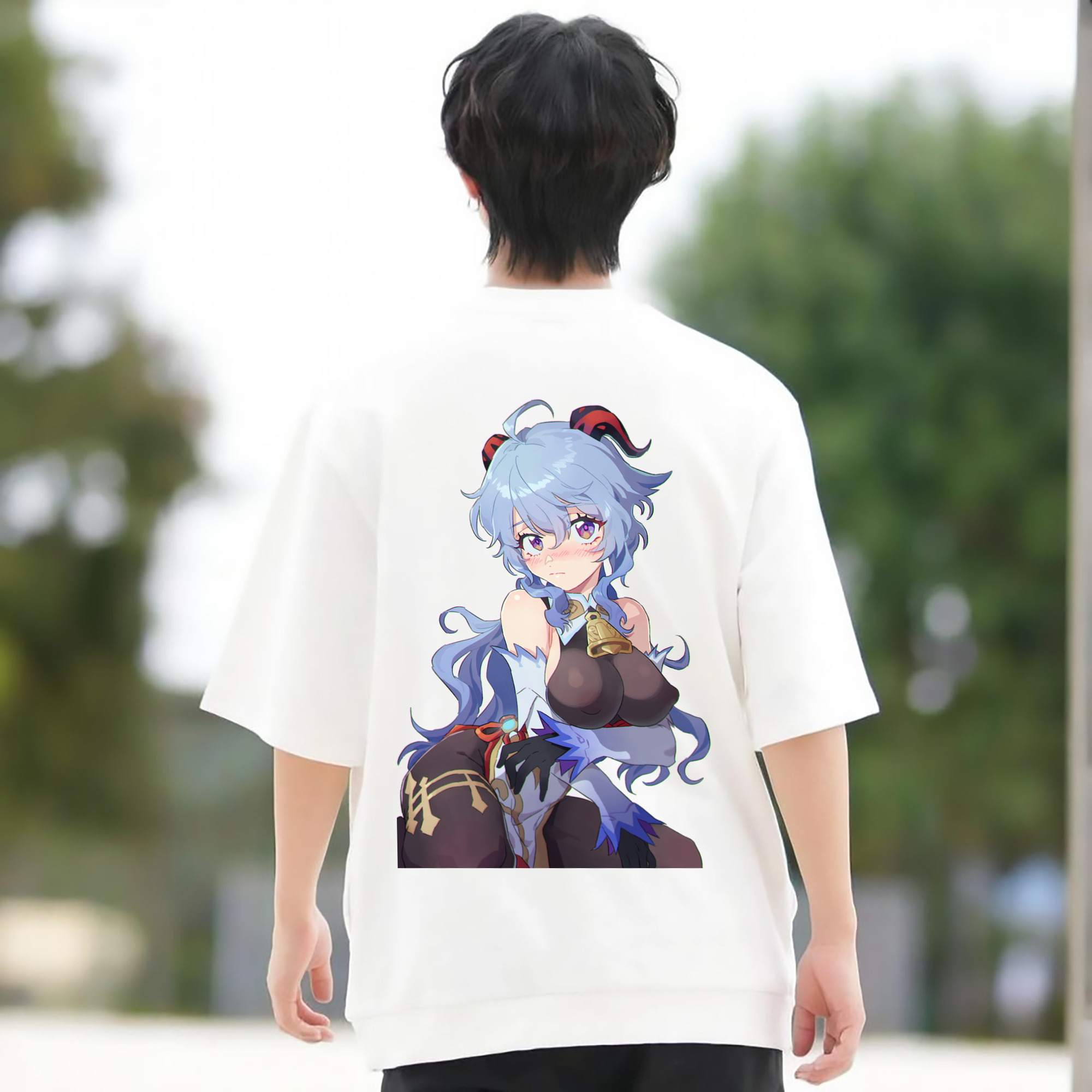 げんし神 甘雨 かんう genshin Ganyu 綿100％半袖Tシャツ（背面プリント）