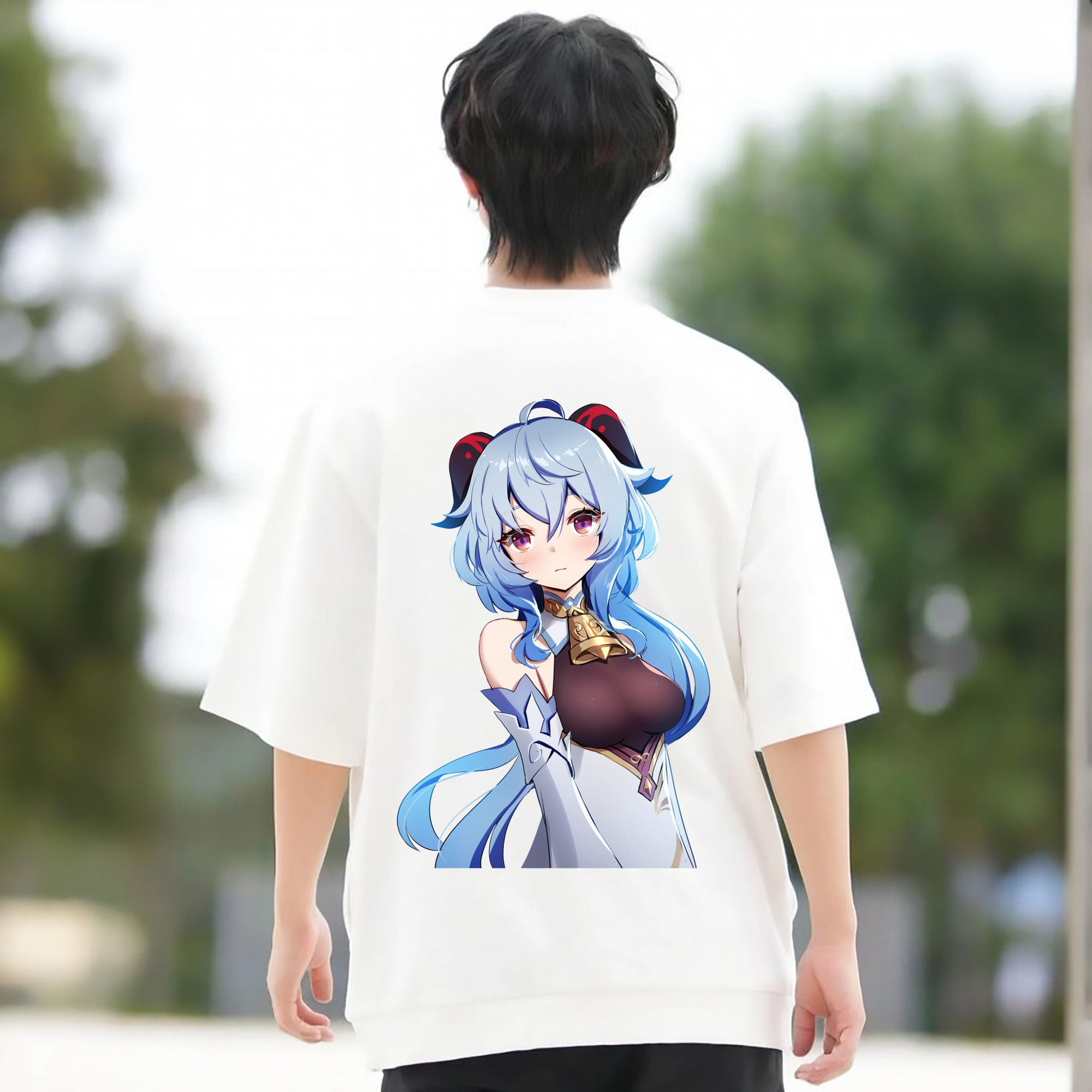 げんし神 甘雨 かんう genshin Ganyu 綿100％半袖Tシャツ（背面プリント）